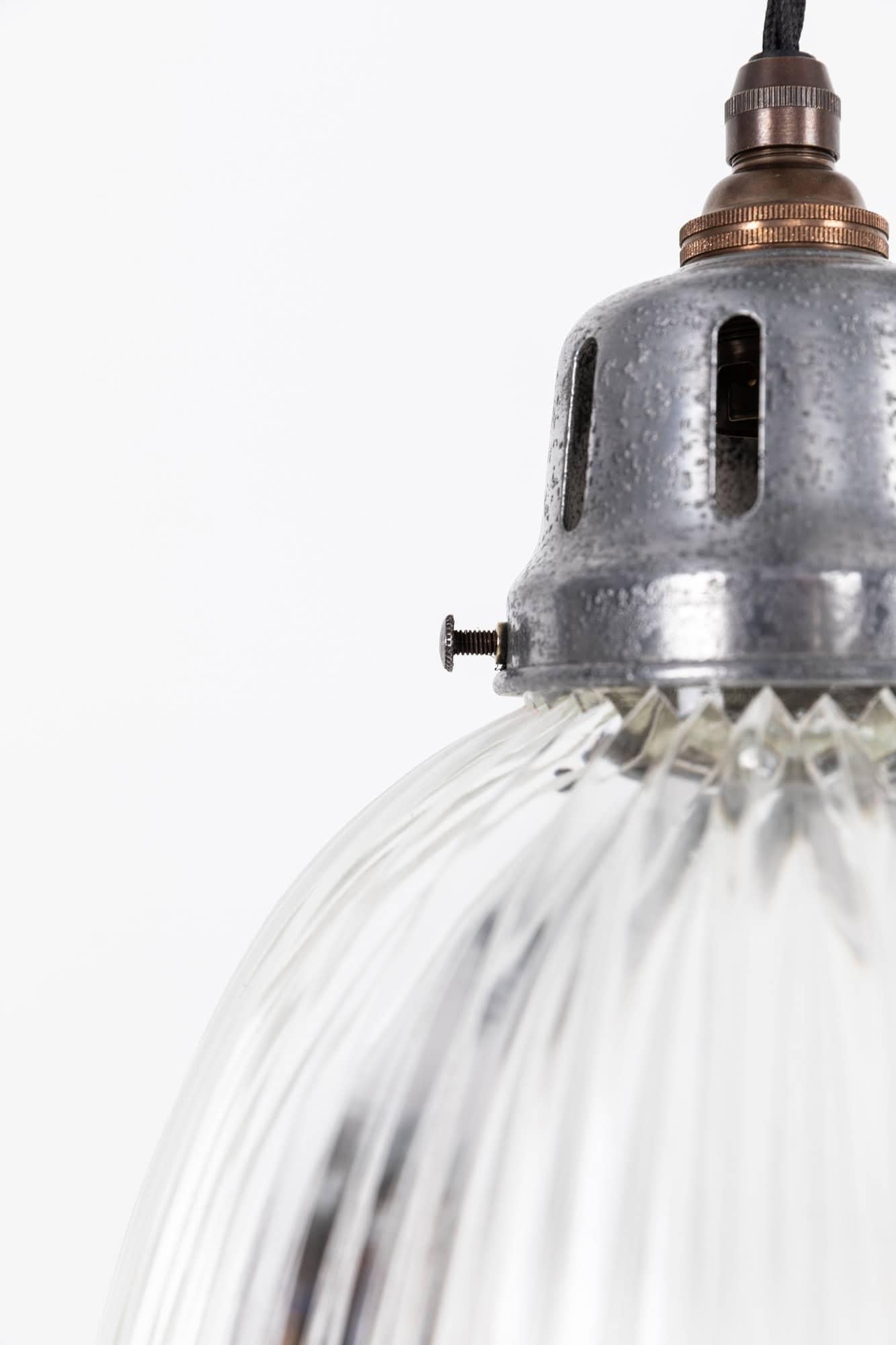Vintage Industrial Holophane Prismatic Glass Pendant Light. 1920 In Fair Condition For Sale In London, GB