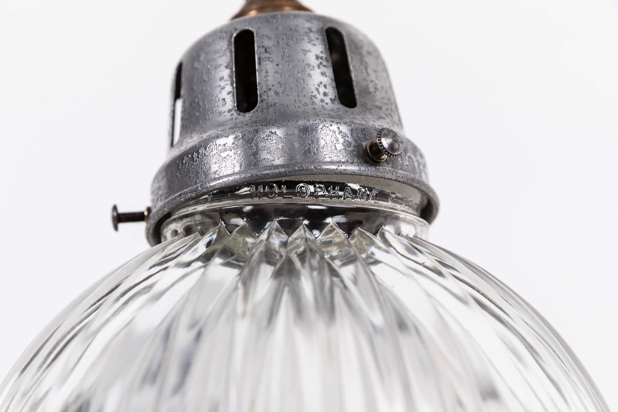 Vintage Industrial Holophane Prismatic Glass Pendant Light. 1920 For Sale 1