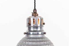Vintage Industrial Honeycomb Mirrored Glass Pendant Light, C.1950