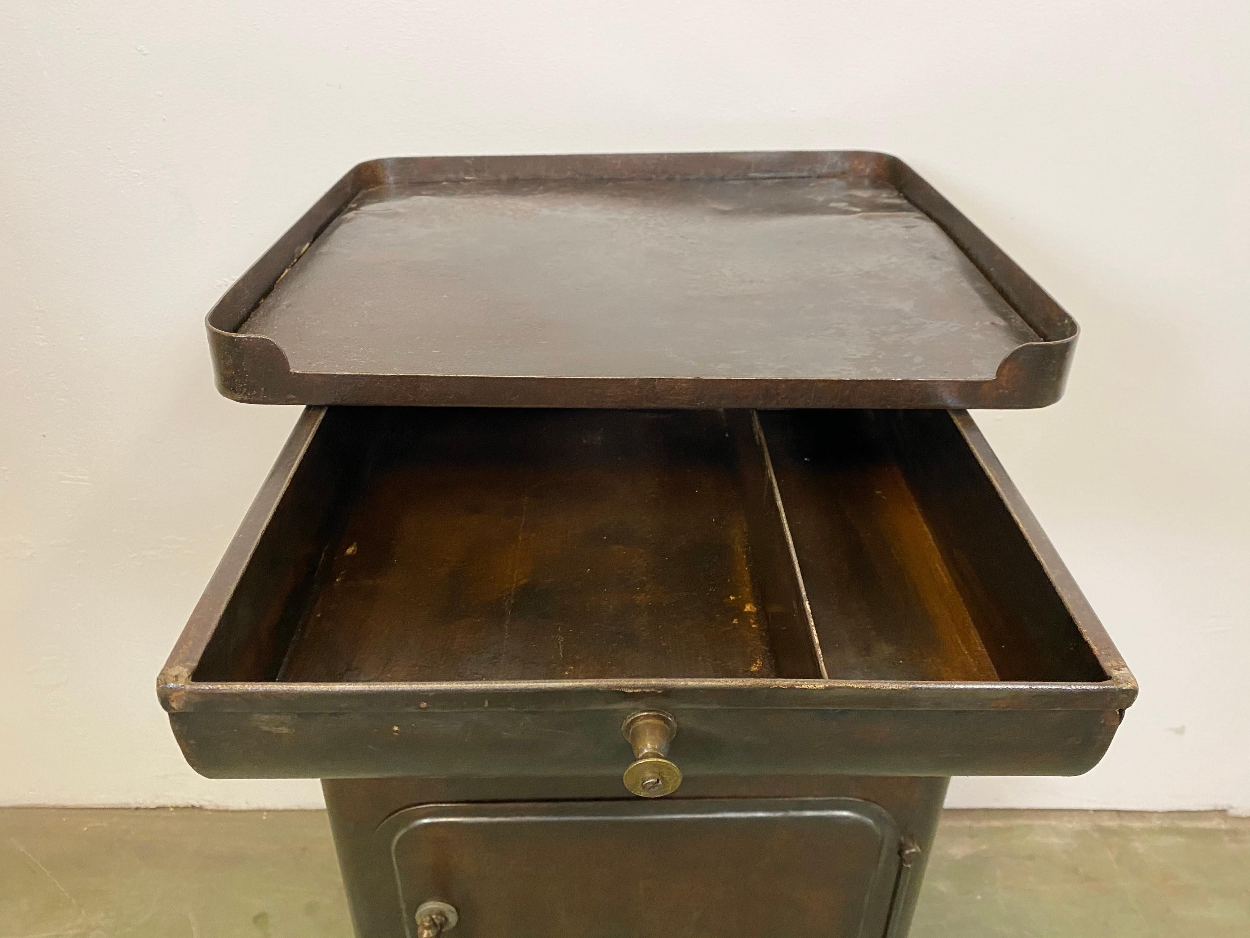 Brass Vintage Industrial Hospital Nightstand Cabinet, 1950s