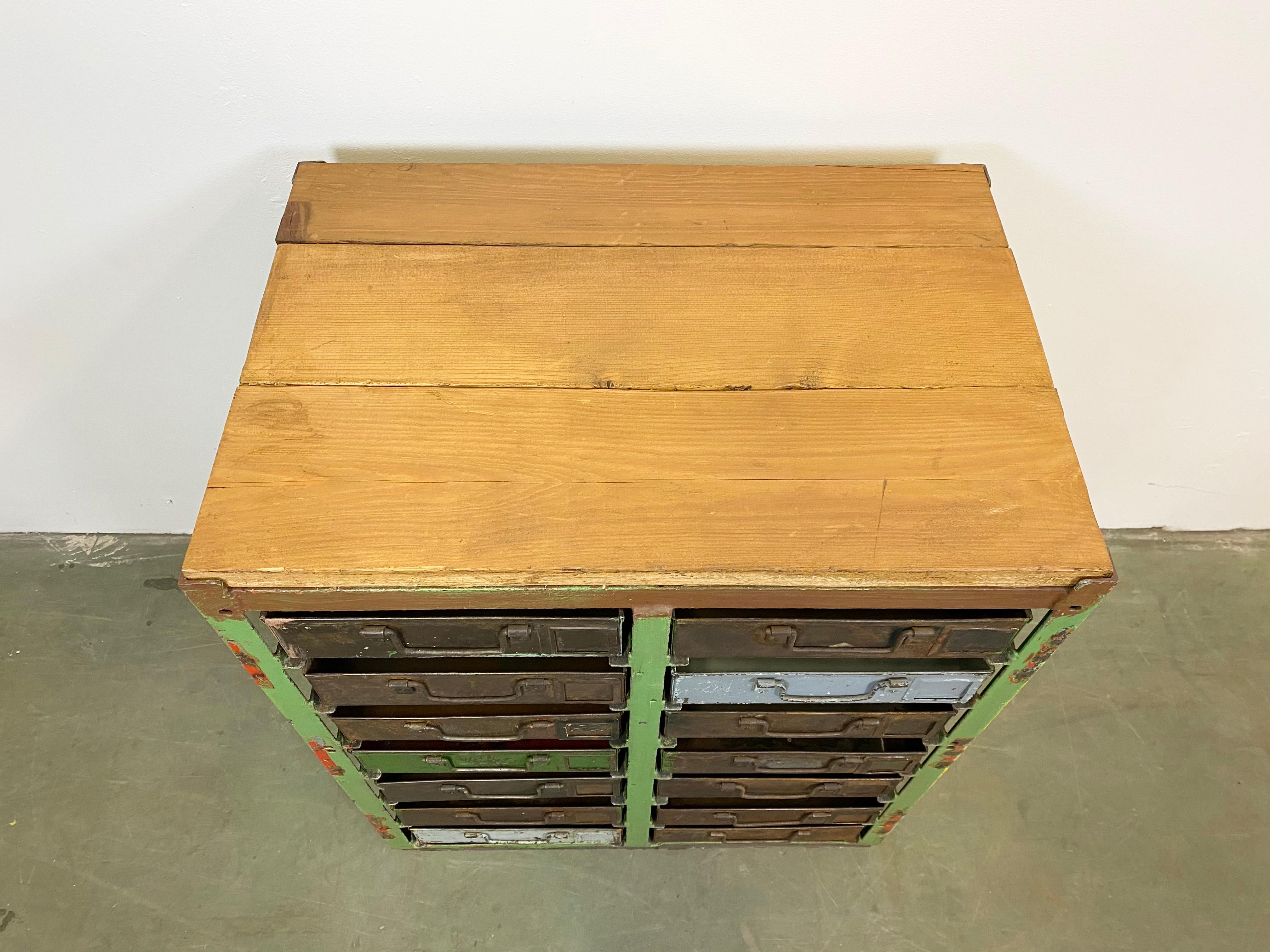 Vintage Industrial Iron Chest of Drawers, 1950s In Good Condition In Kojetice, CZ