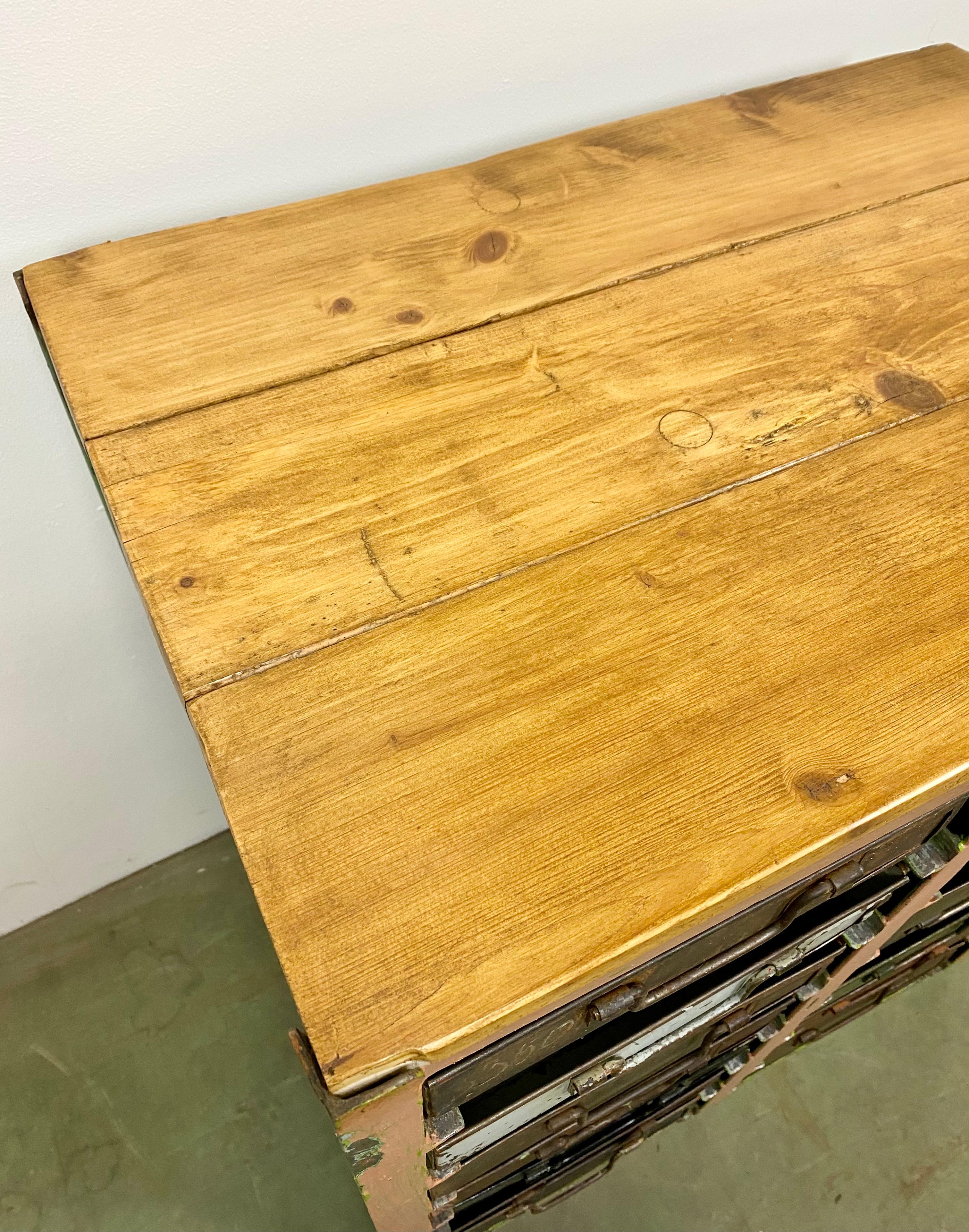 Vintage Industrial Iron Chest of Drawers, 1950s In Good Condition In Kojetice, CZ