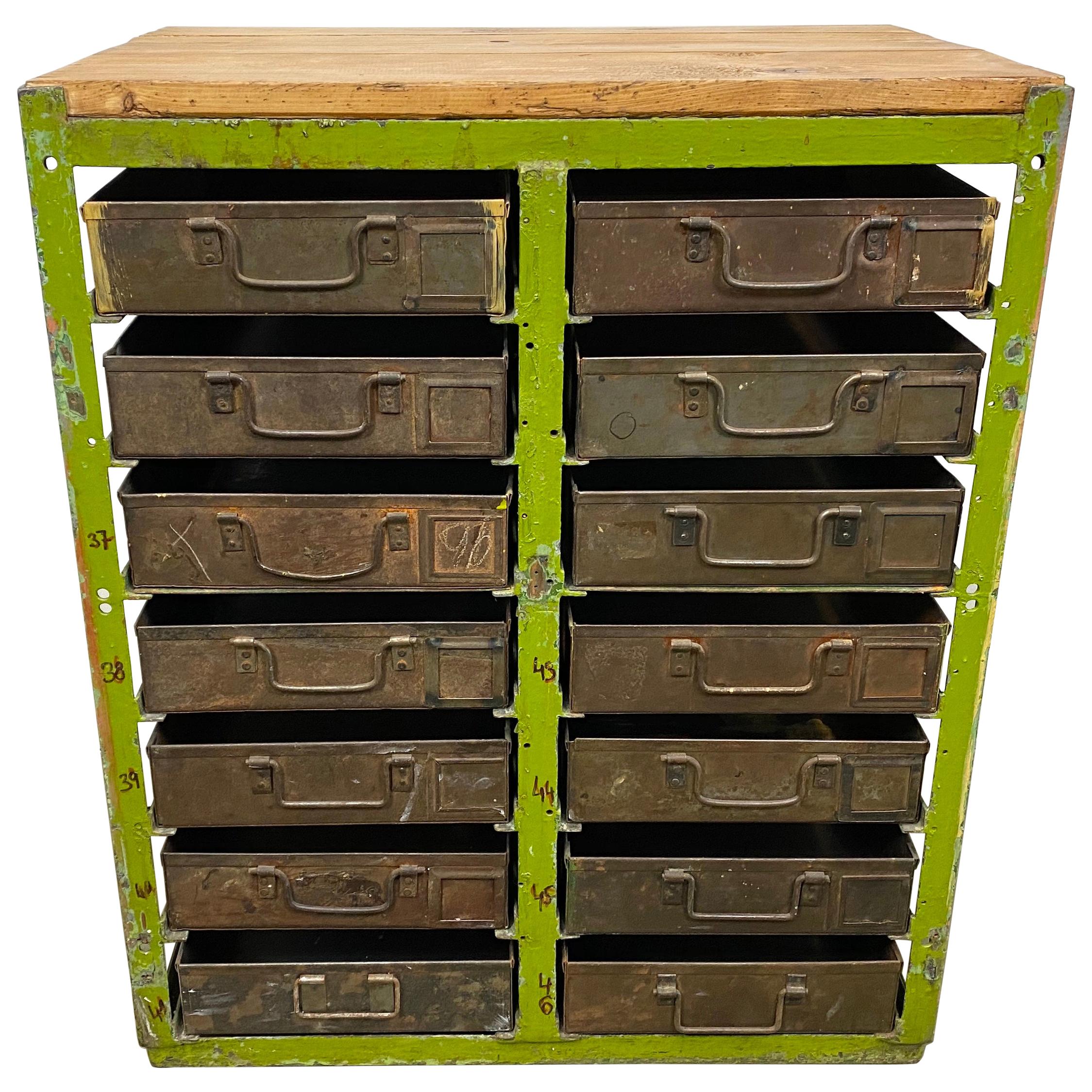 Vintage Industrial Iron Chest of Drawers, 1950s