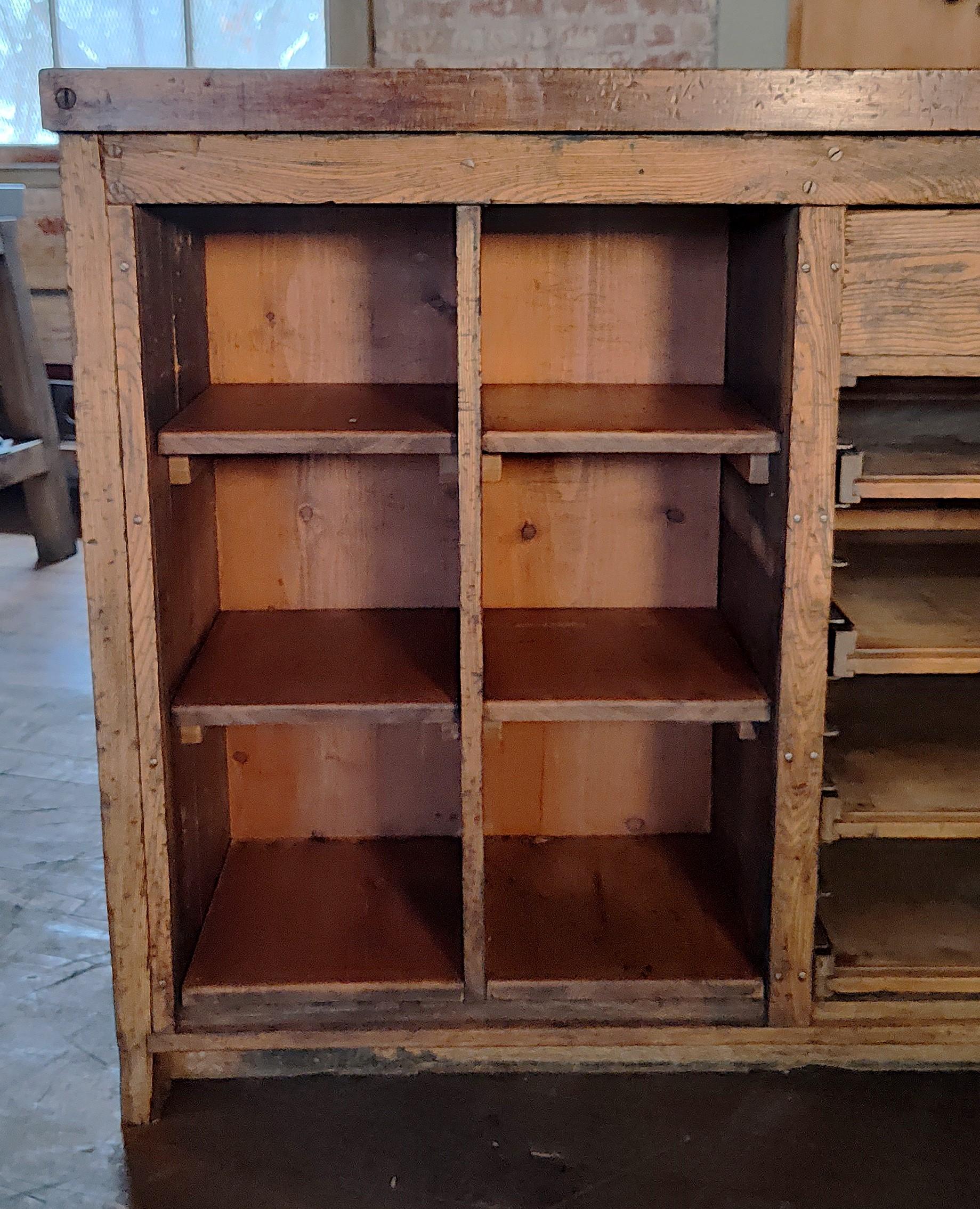 Iron Vintage Industrial Island / Display Cabinet