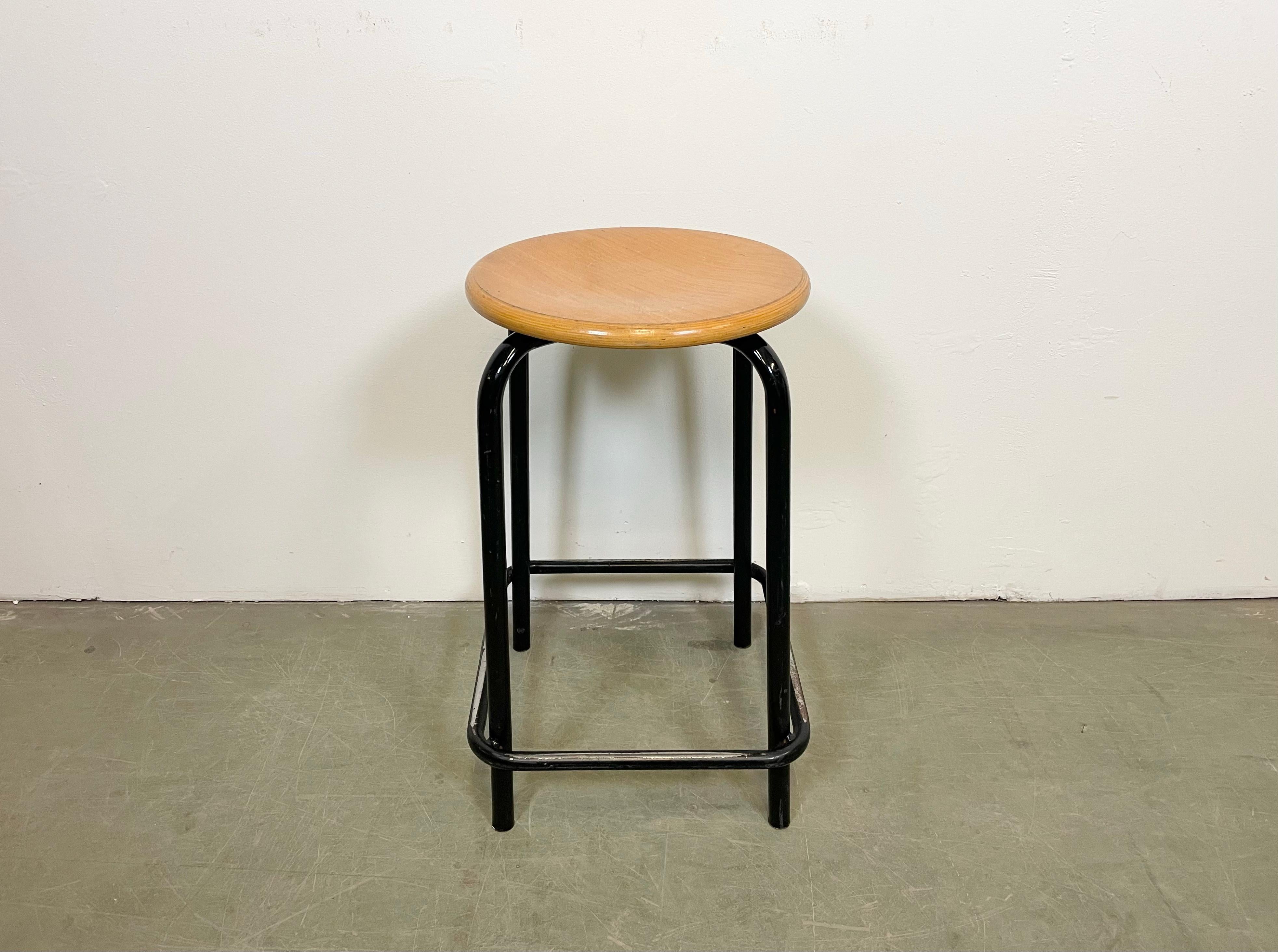 Lacquered Vintage Industrial Italian Stool, 1970s For Sale