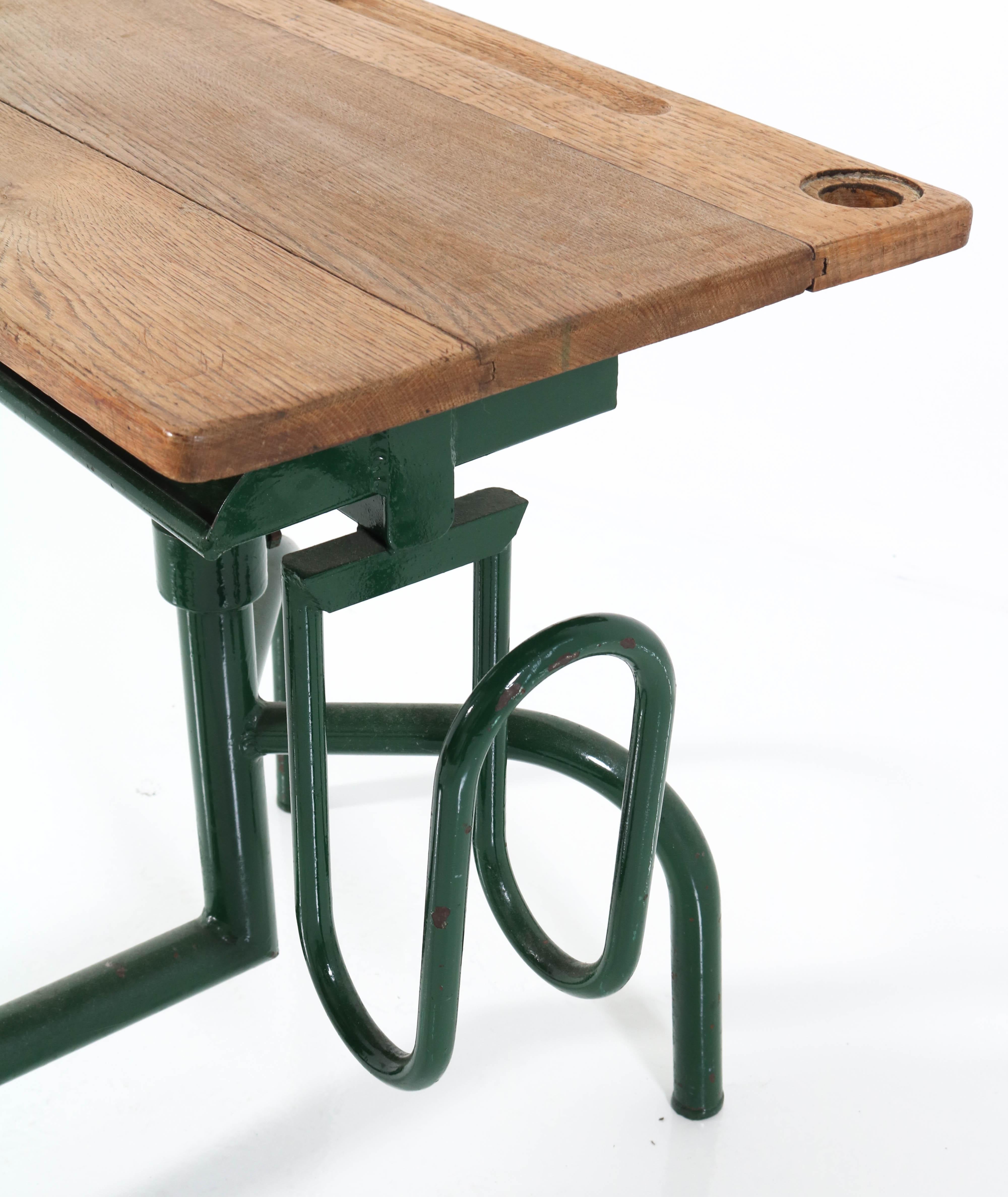 Metal Vintage Industrial Jean Prouvé Style One Seat School Desk For Sale