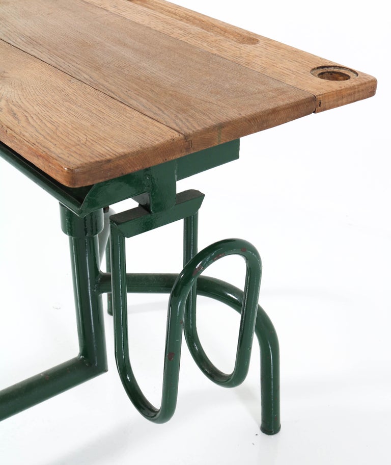 Vintage Industrial Jean Prouvé Style One Seat School Desk For Sale at