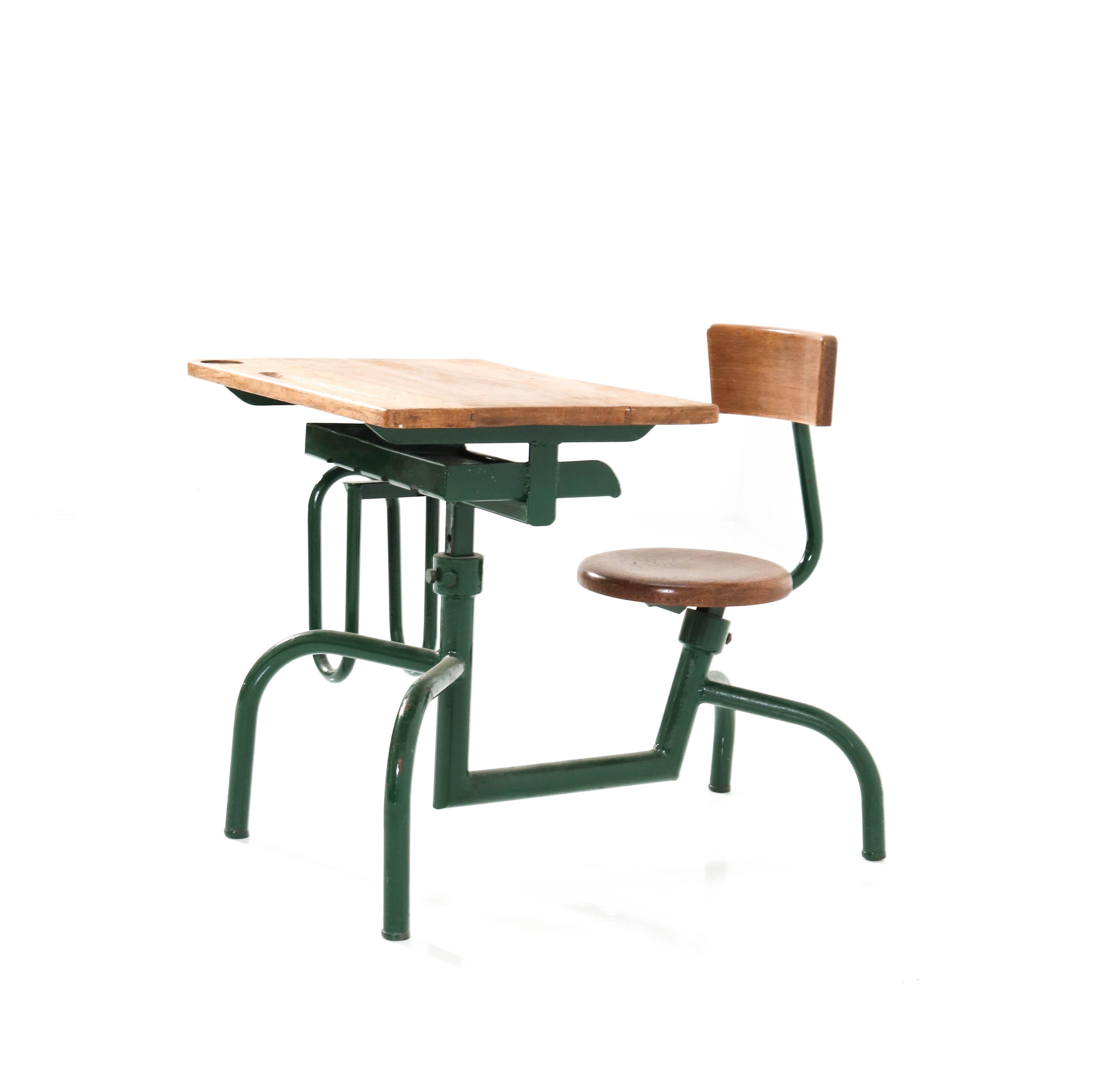 vintage school desk with attached chair