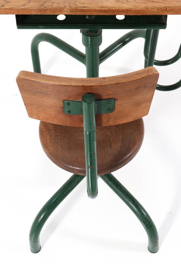 Vintage Industrial Jean Prouvé Style One Seat School Desk For Sale at