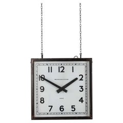 Retro Industrial Large Double Sided Smiths Electric Hanging Clock, C.1950