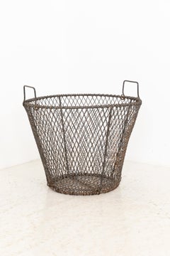 Vintage Industrial Large Heavy Duty Wire Mesh Factory Basket. c.1940