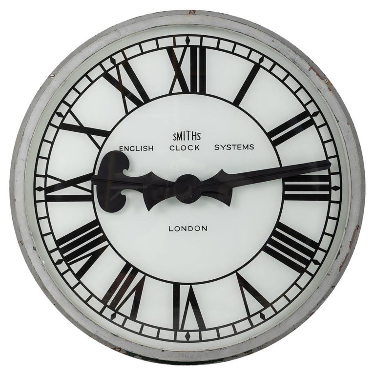 Vintage Industrial Large Illuminated Smiths Electric Wall Clock, C.1930