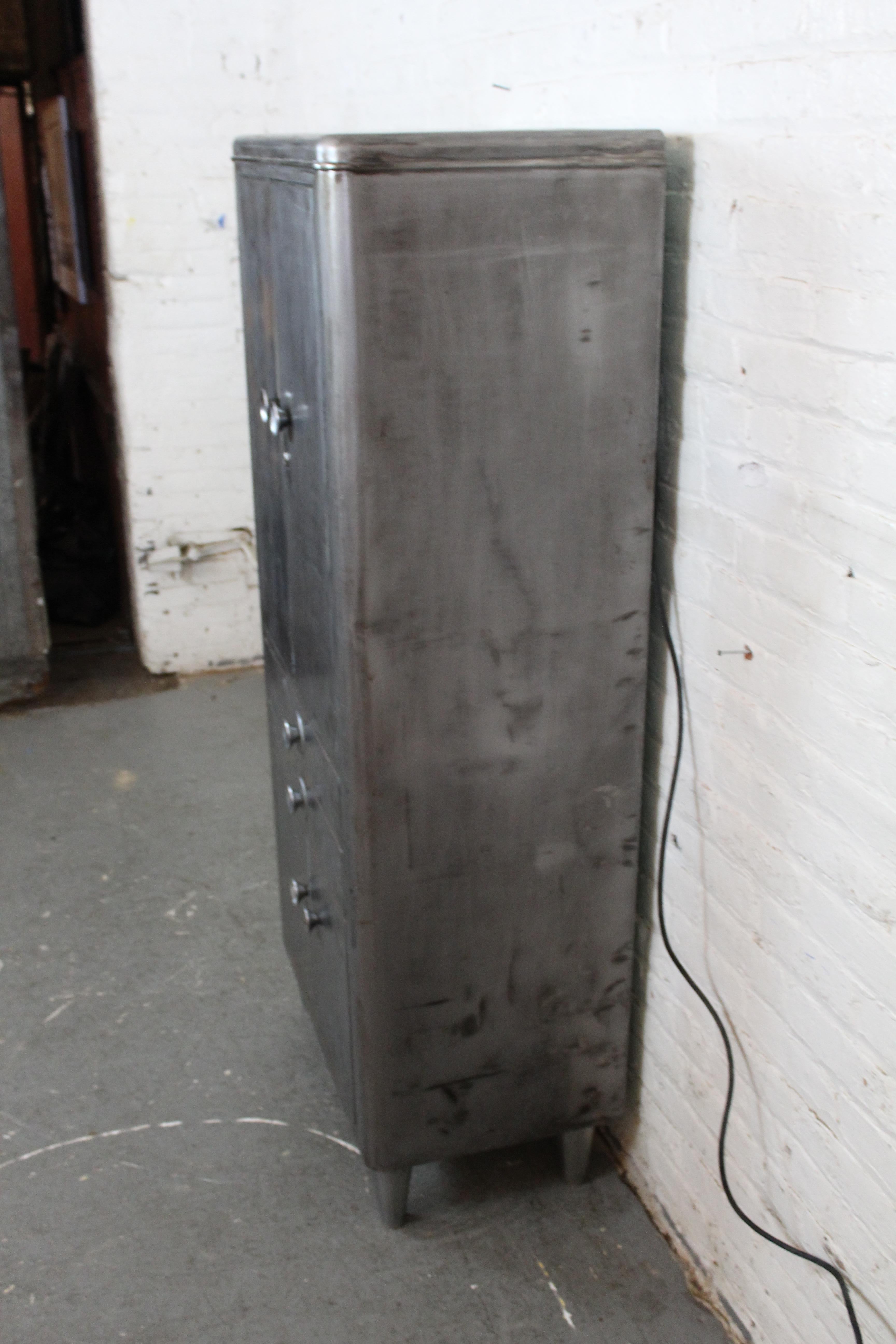 Vintage Industrial Lighted Medical Cabinet by Hamilton 7