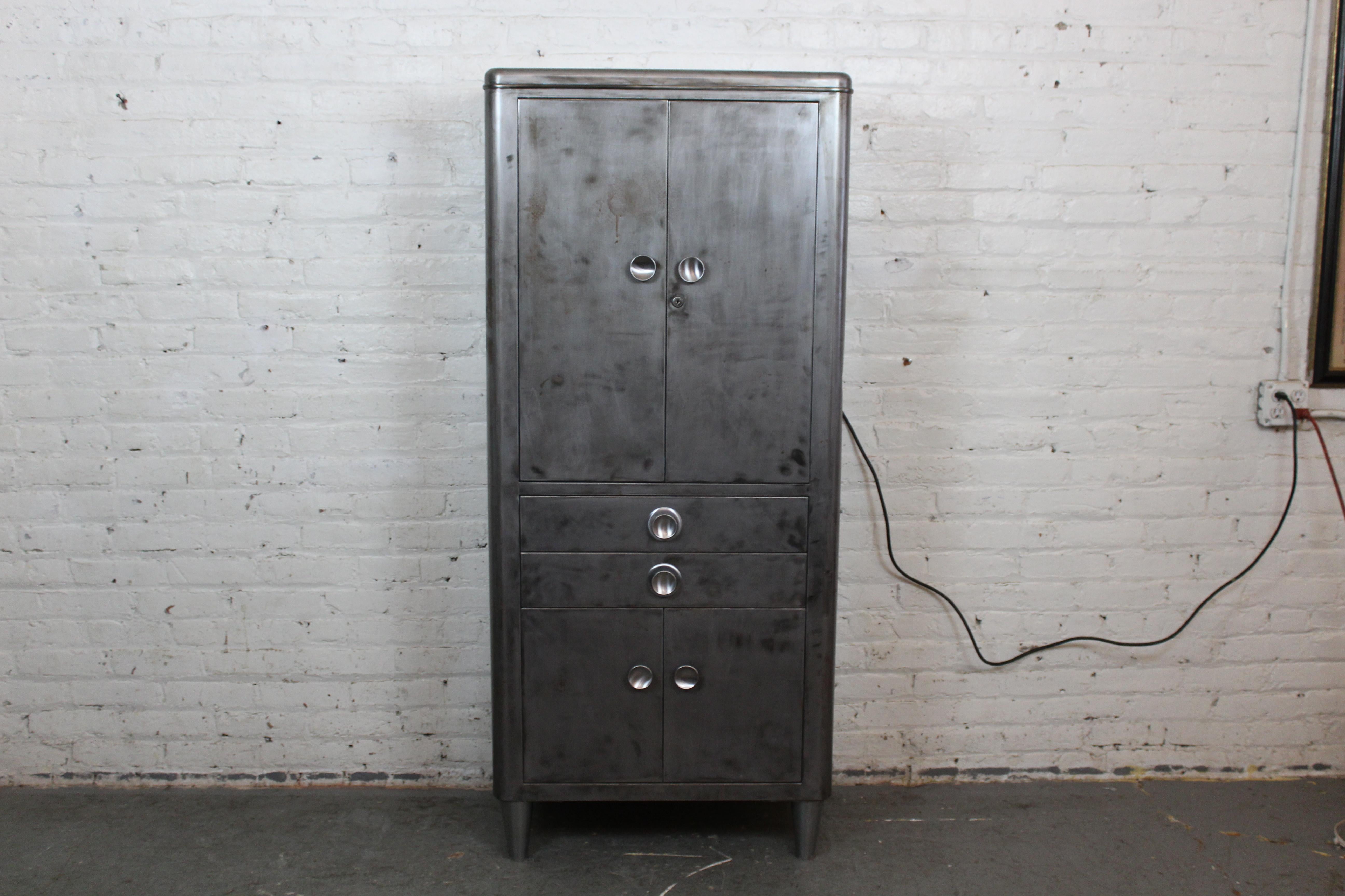 Vintage Industrial Lighted Medical Cabinet by Hamilton 9