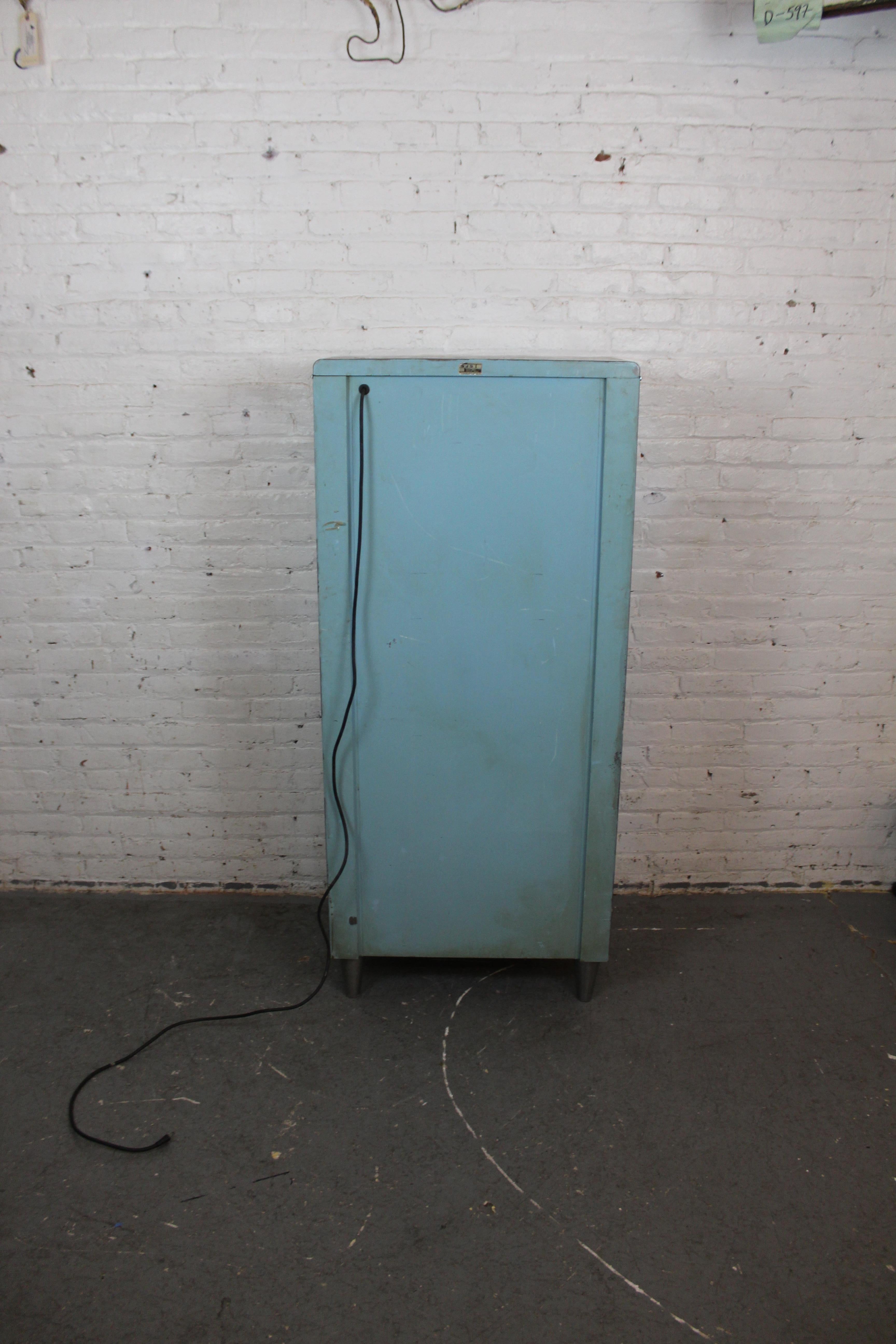 20th Century Vintage Industrial Lighted Medical Cabinet by Hamilton