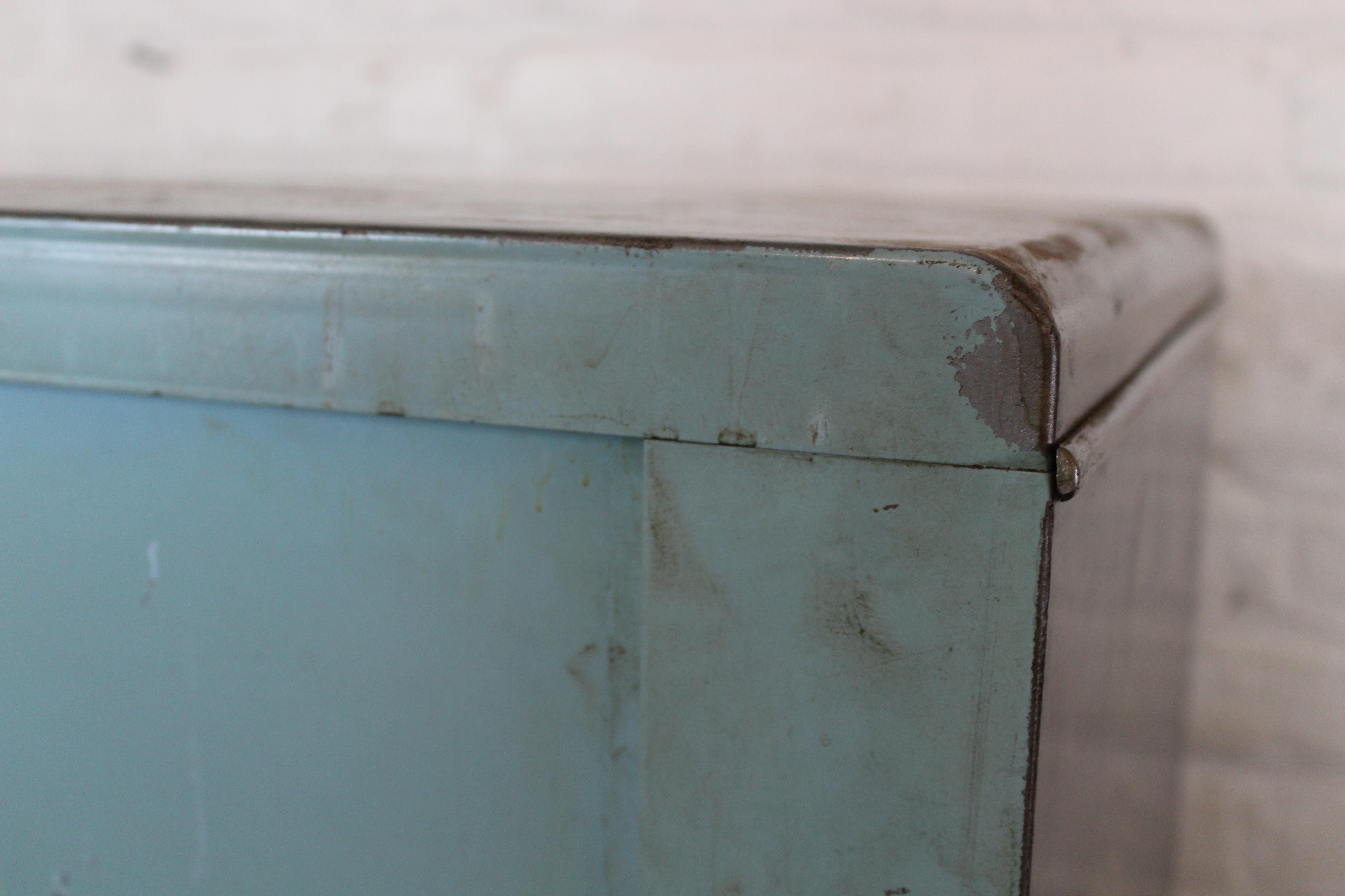 Metal Vintage Industrial Lighted Medical Cabinet by Hamilton