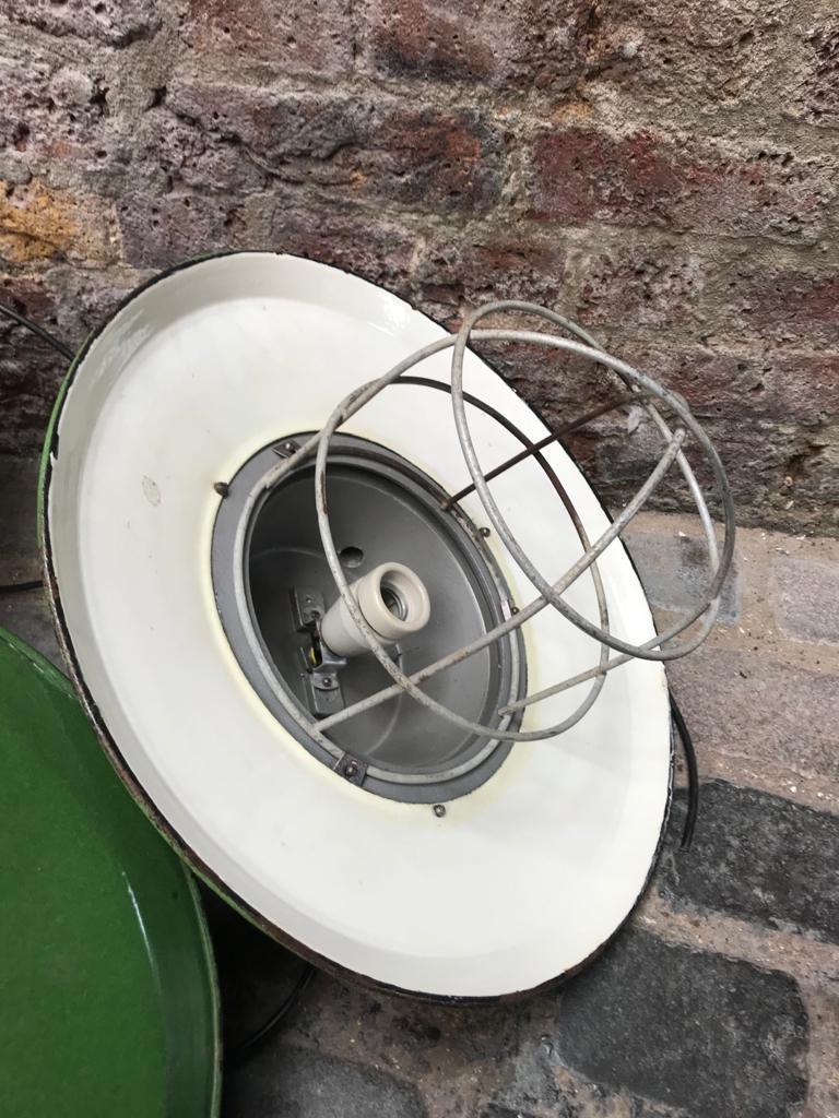 Vintage Industrial Lights Set of 3 from c.1960 In Good Condition For Sale In London, GB