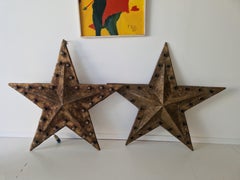 Luci da parete industriali d'epoca a forma di stella di tendone con finitura dorata e distorta, anni '60