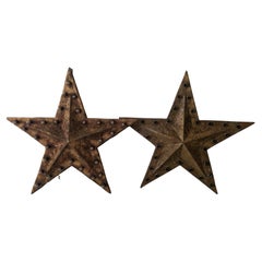 Luci da parete industriali d'epoca a forma di stella di tendone con finitura dorata e distorta, anni '60