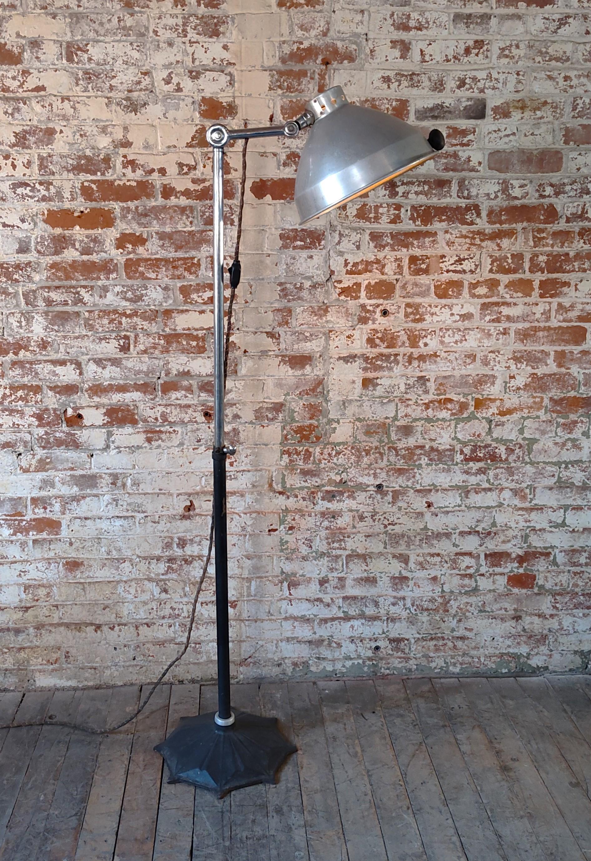 American Vintage Industrial Medical Floor Lamp with Star Base For Sale