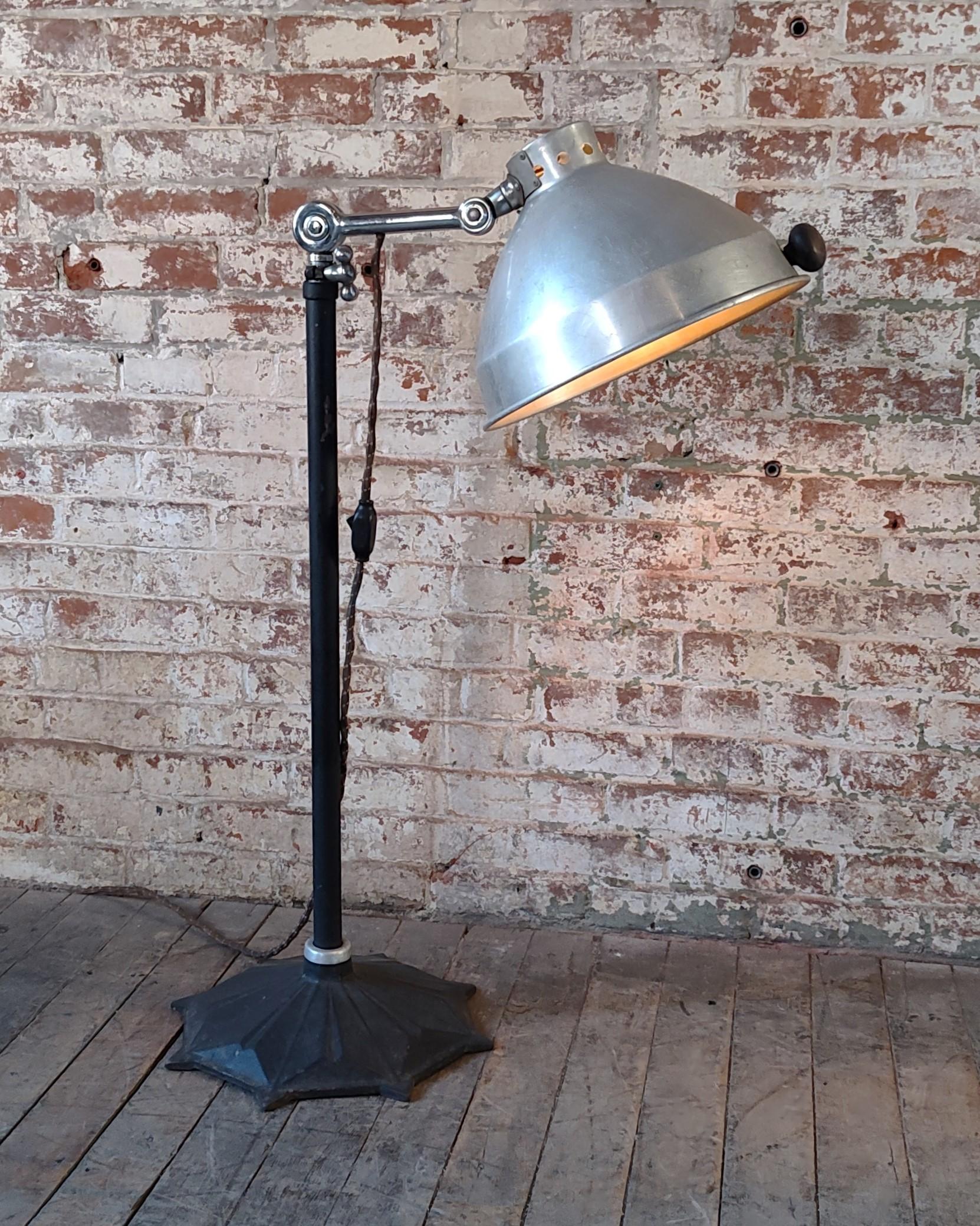 Cast Vintage Industrial Medical Floor Lamp with Star Base For Sale