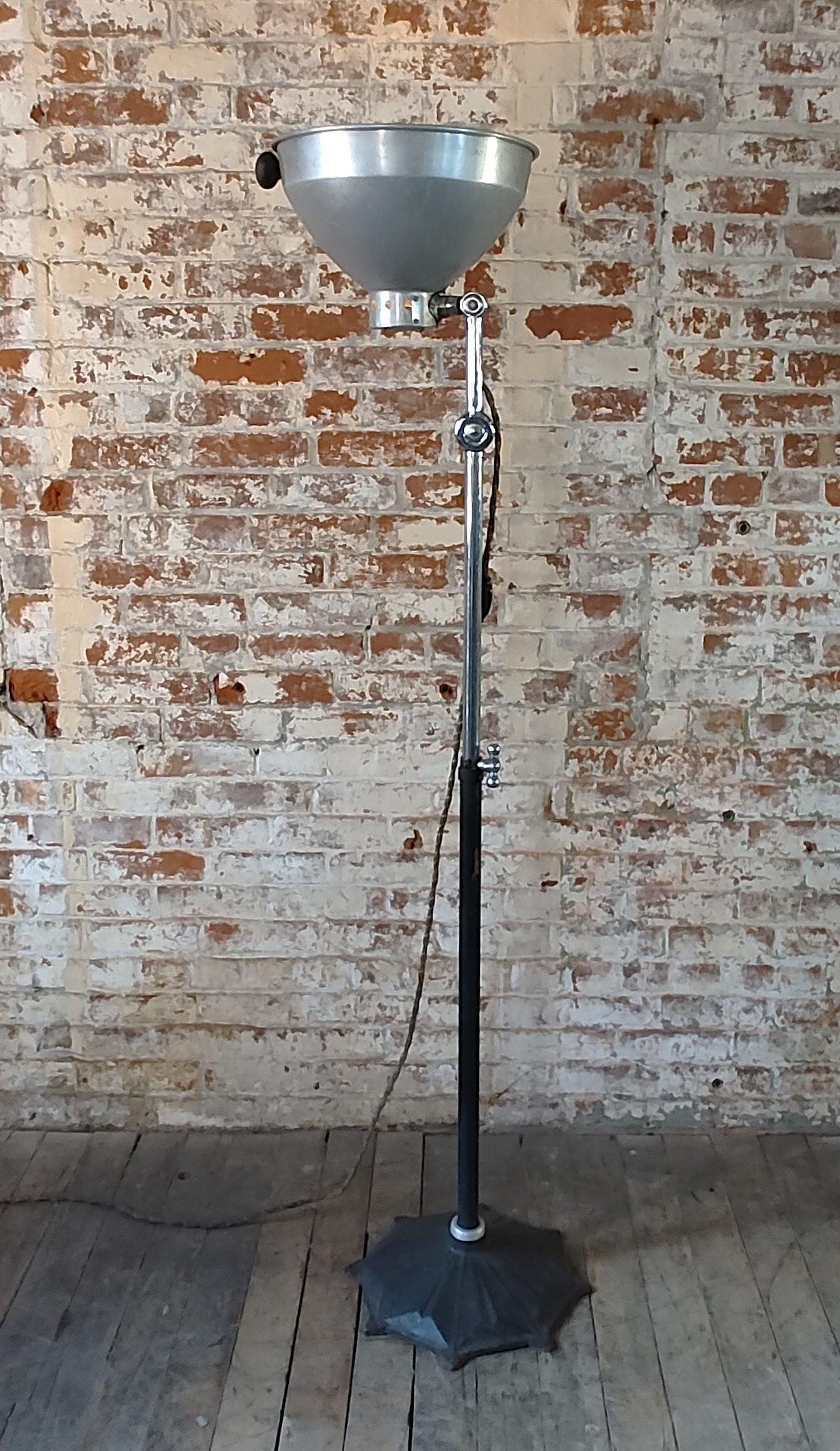 20th Century Vintage Industrial Medical Floor Lamp with Star Base For Sale