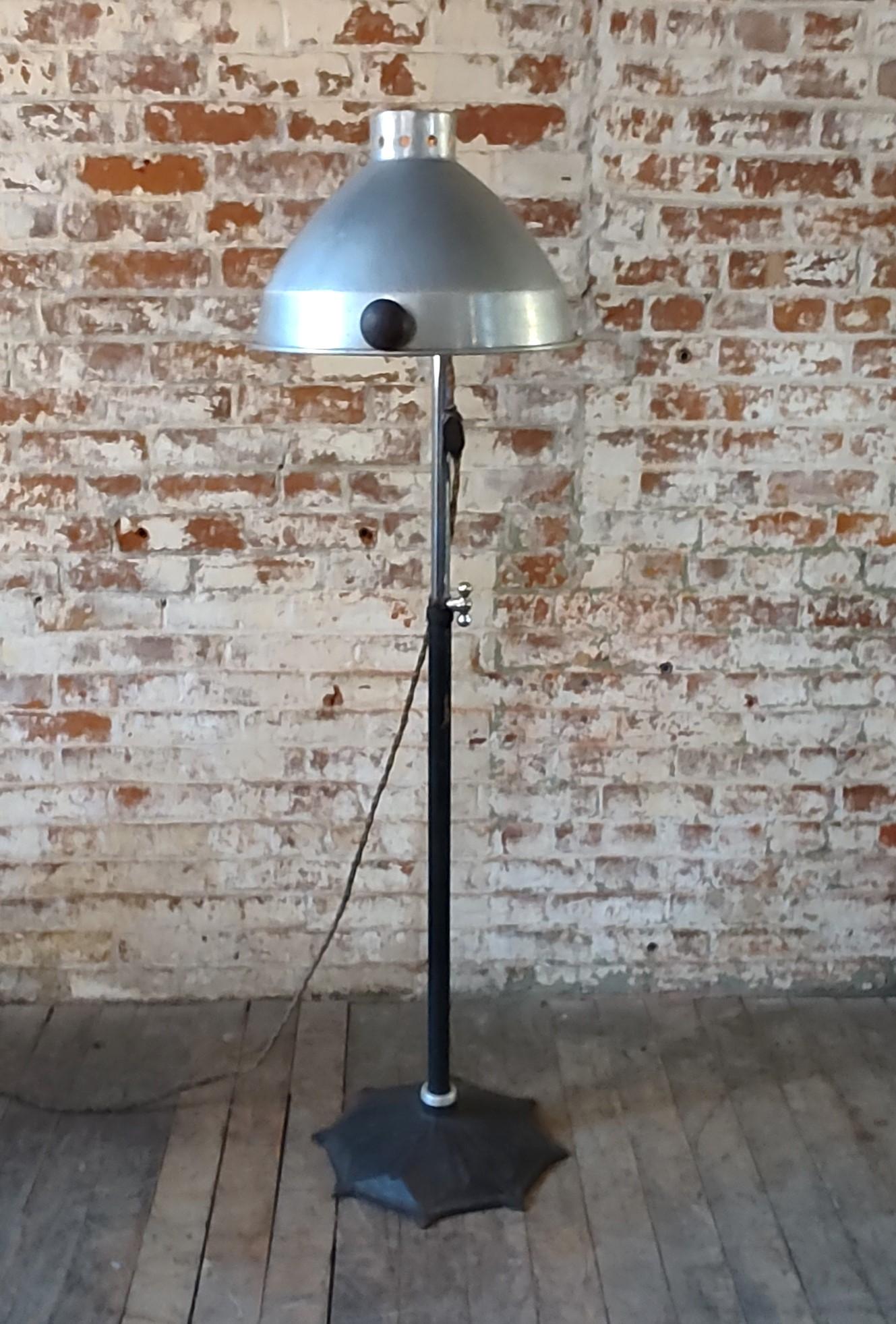 Vintage Industrial Medical Floor Lamp with Star Base For Sale 1