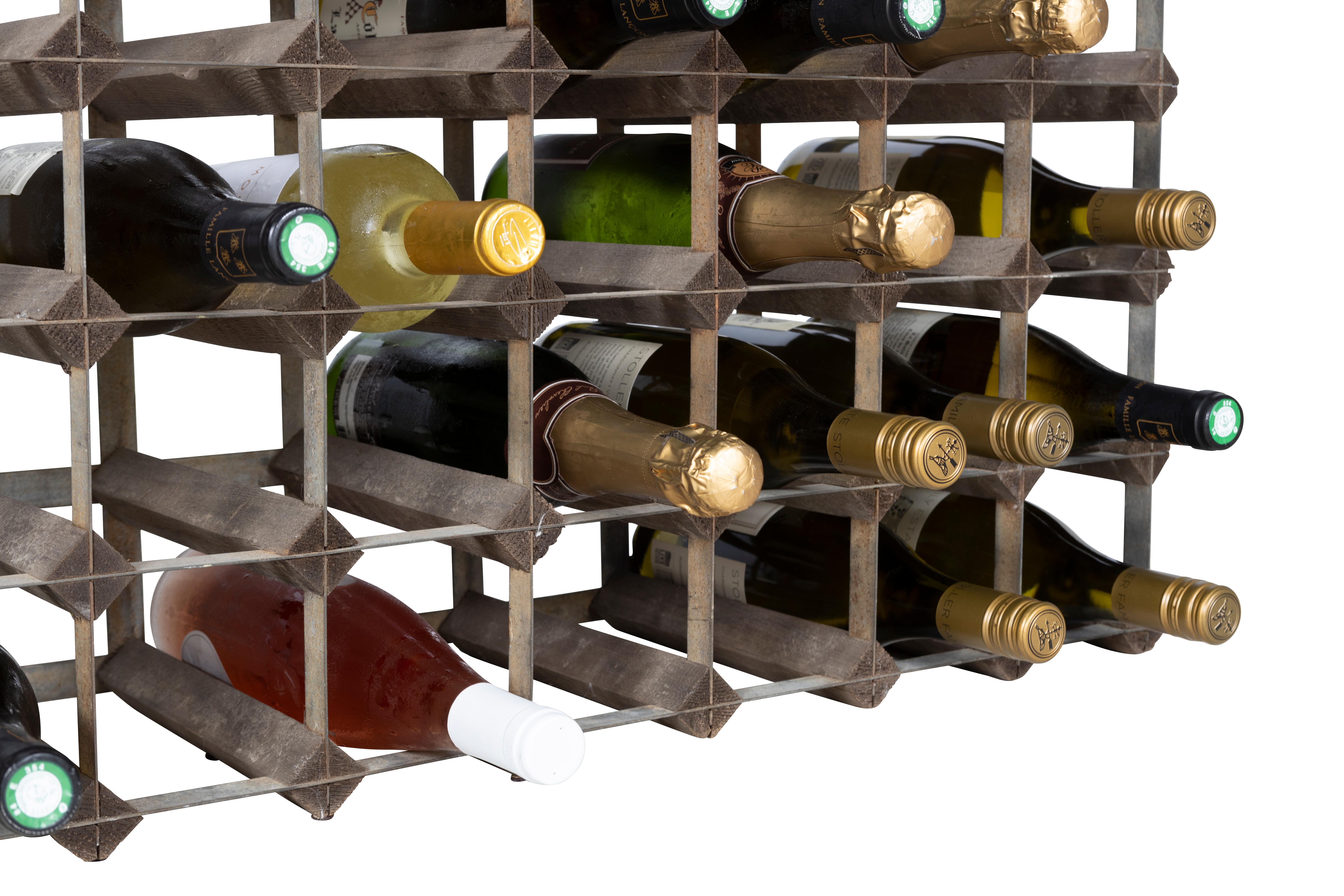 Vintage Industrial Metal and Wood Wine Rack at 1stDibs