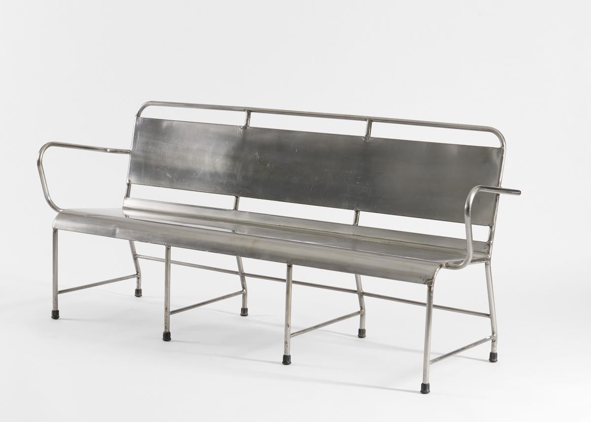 Vintage Industrial Metal Bench from the collection of Thierry Despont 1