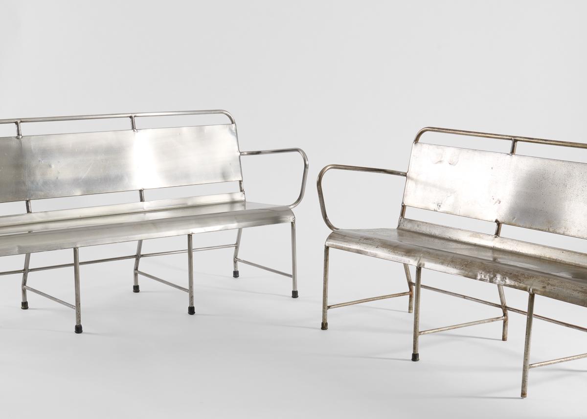 Panche industriali in metallo vintage in vendita