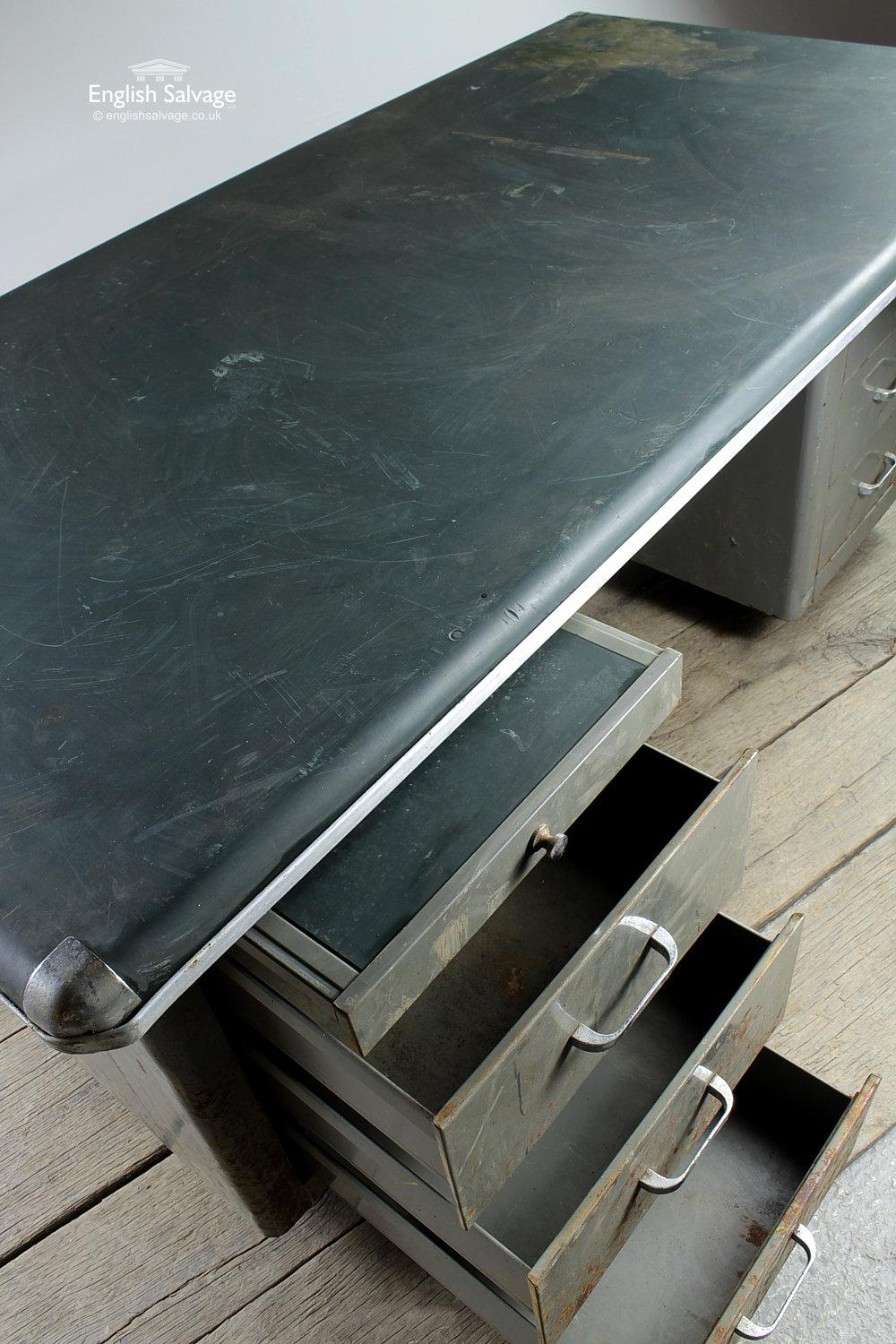 European Vintage Industrial Metal Cabinet Desk / Table, 20th Century For Sale