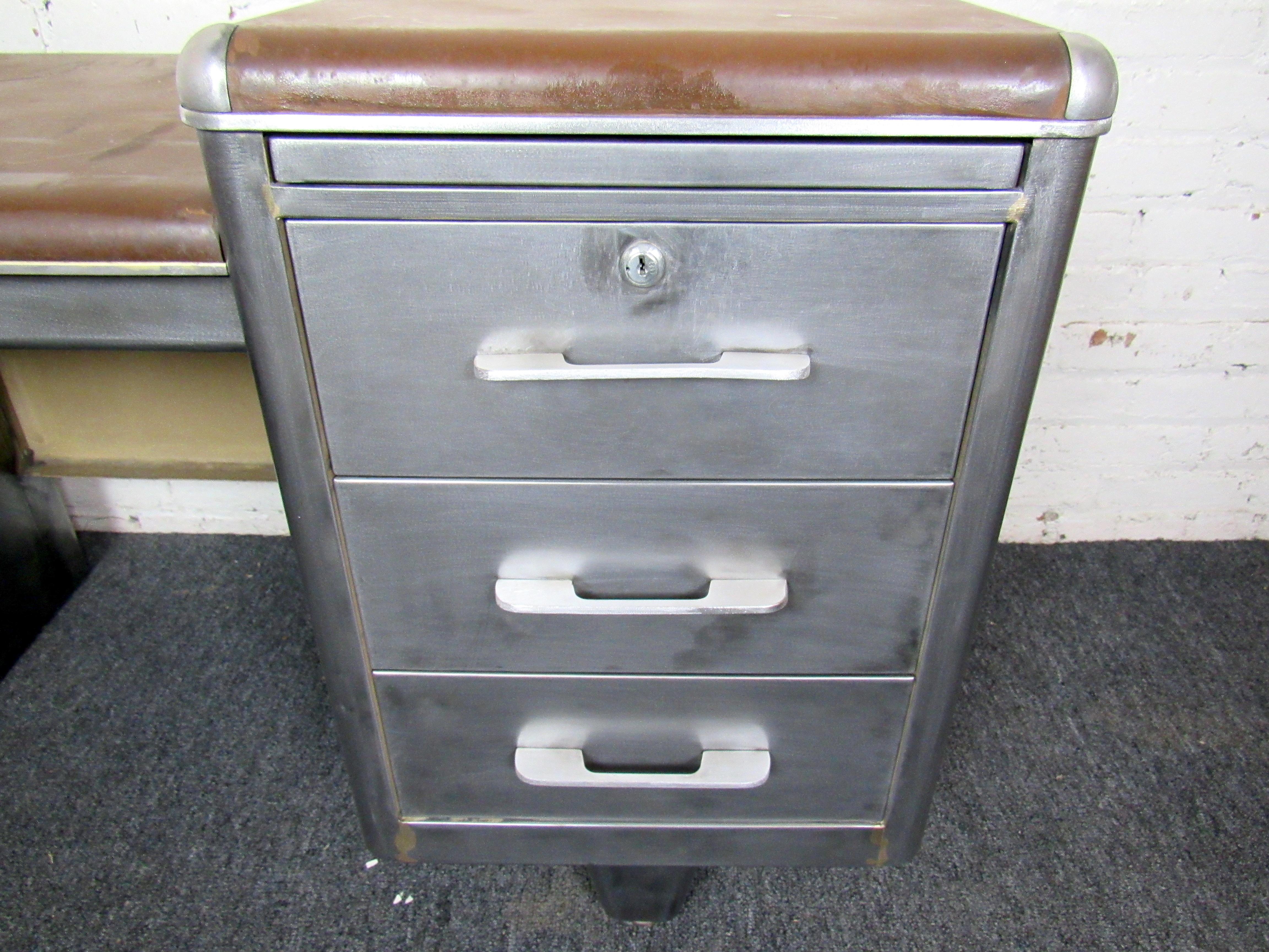 20th Century Vintage Industrial Metal Desk