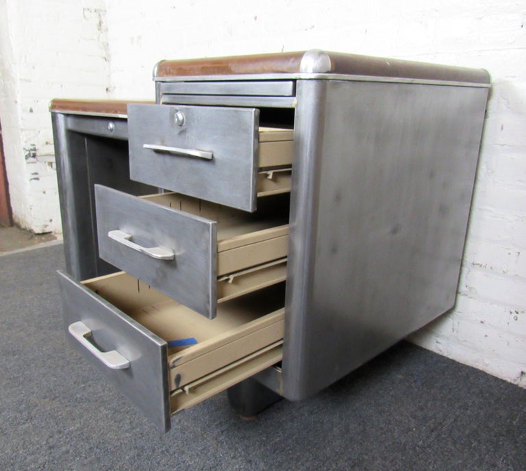 Vintage Industrial Metal Desk For Sale at 1stDibs