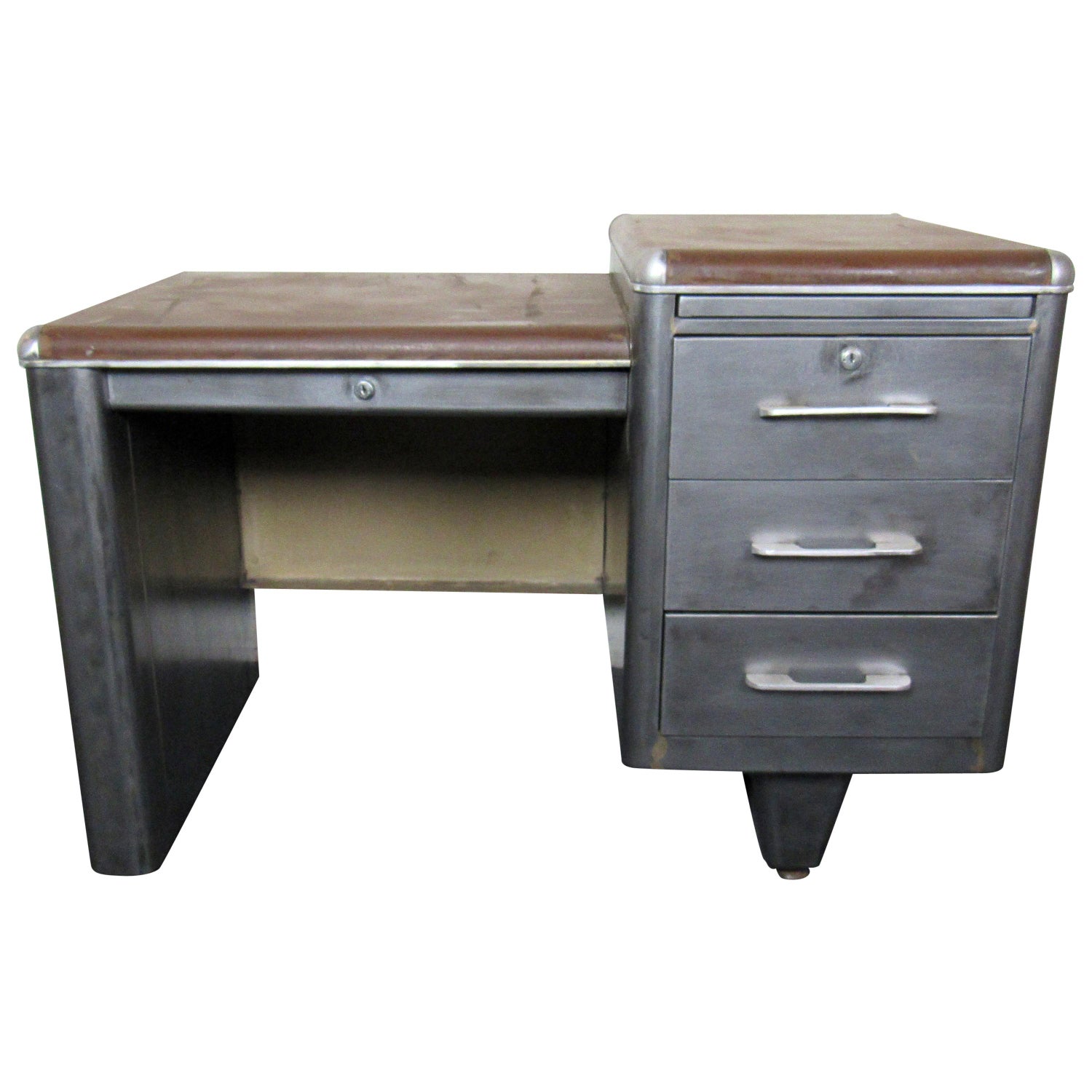 Vintage Industrial Metal Desk For Sale at 1stDibs | vintage metal desk, metal  office furniture, vintage industrial desk