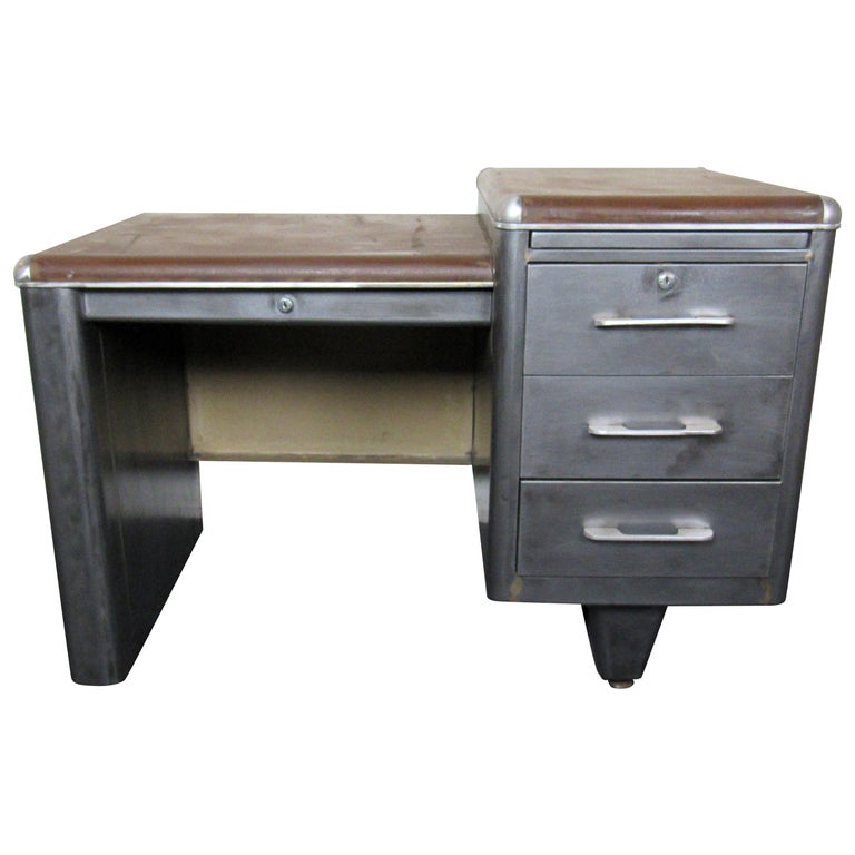 Vintage Industrial Metal Desk For Sale at 1stDibs