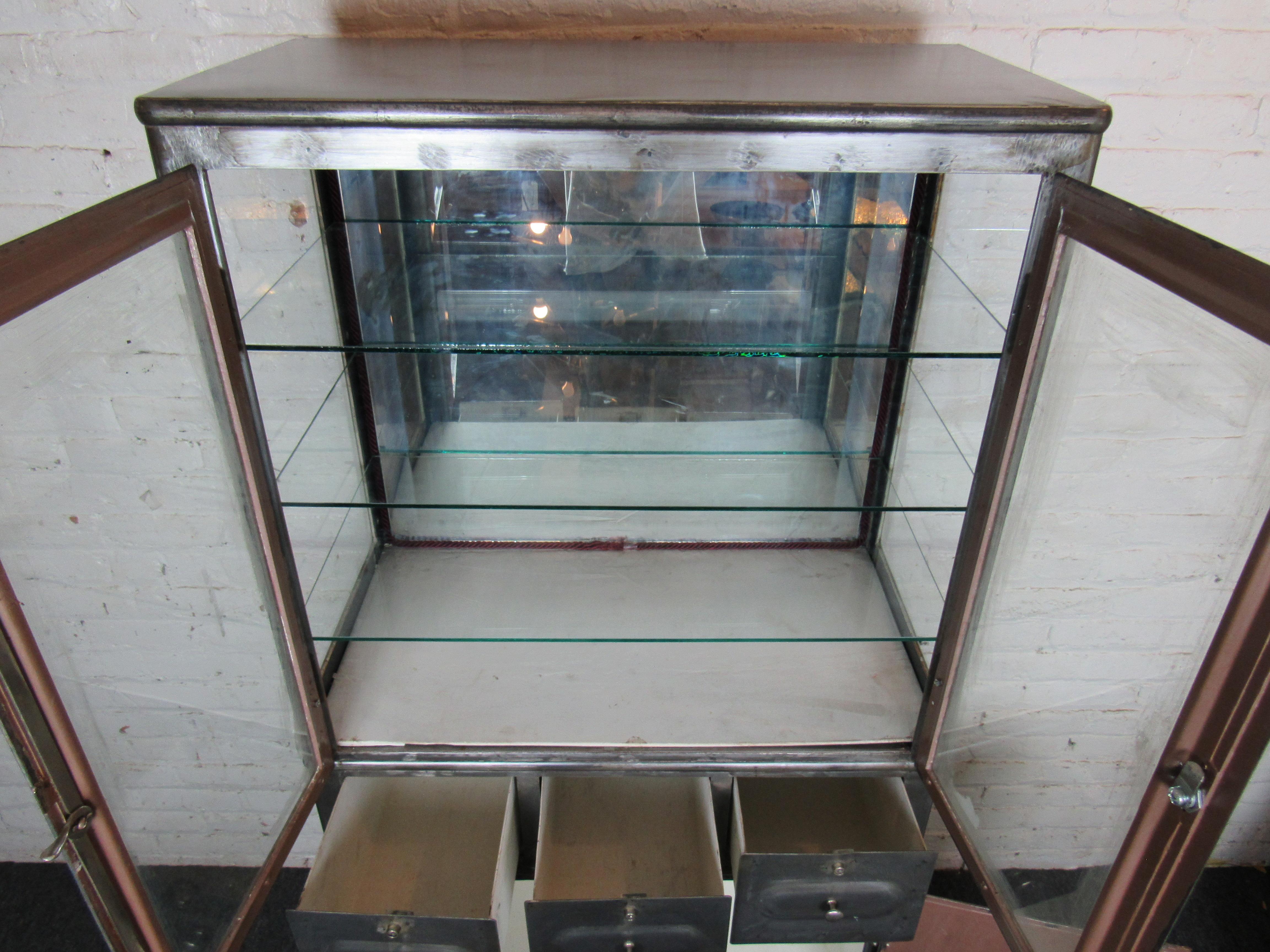 vintage metal display cabinet