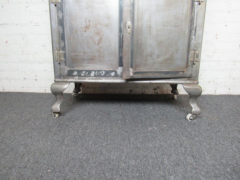 Vintage Industrial Metal Display Cabinet For Sale 2