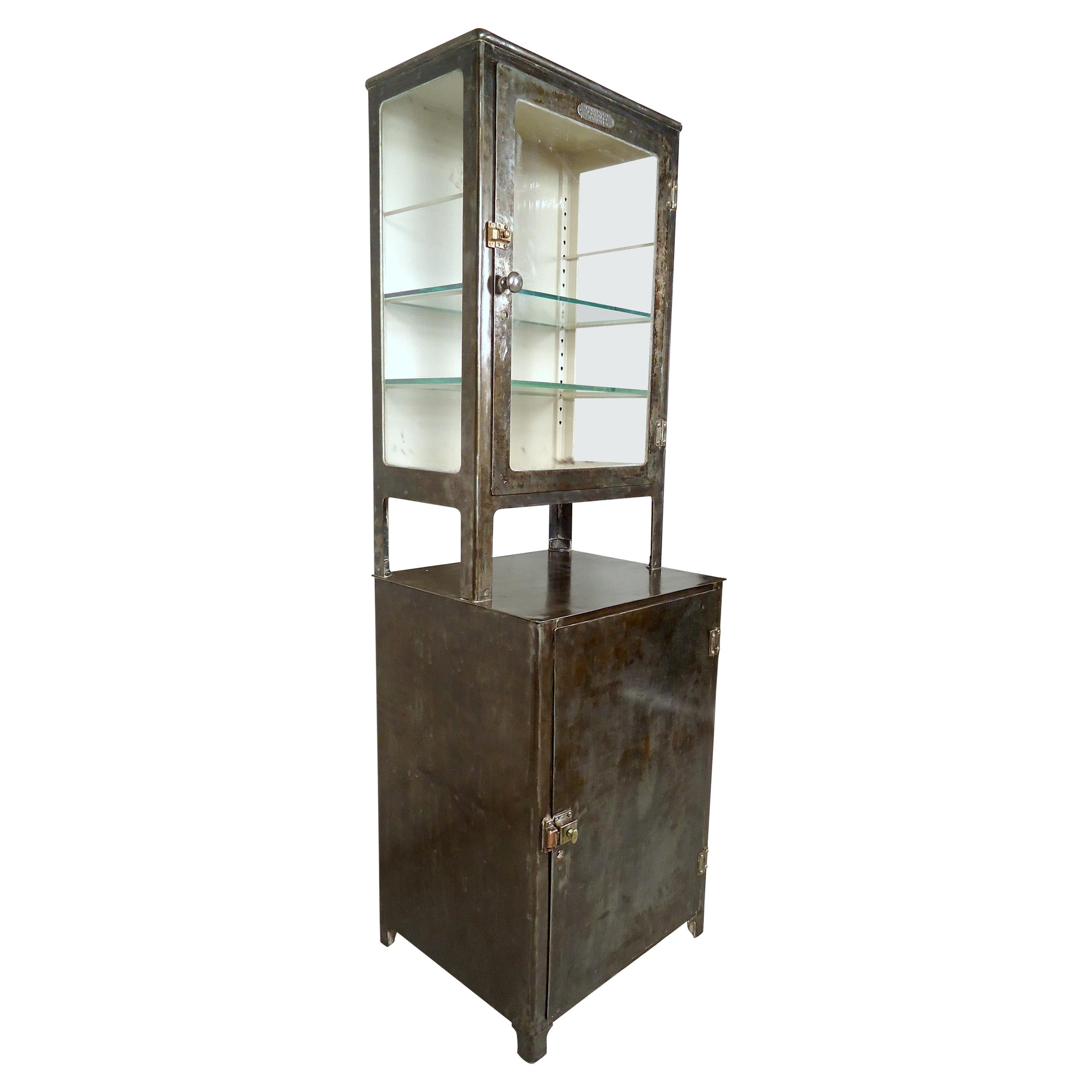 Vintage Industrial Metal Doctors Cabinet