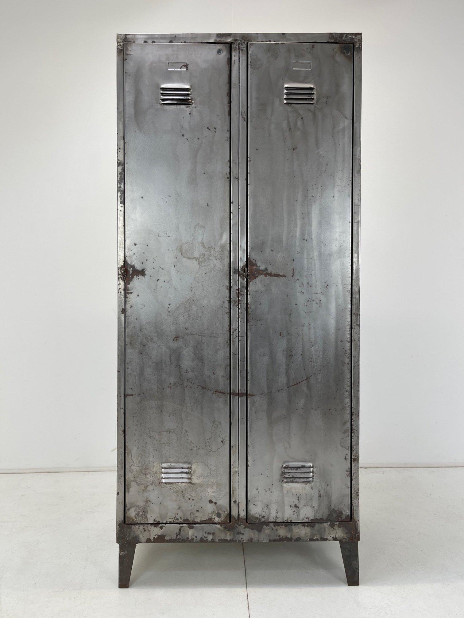 Vintage industrial brushed steel locker from former Czechoslovakia. 
Brushed and cleaned.