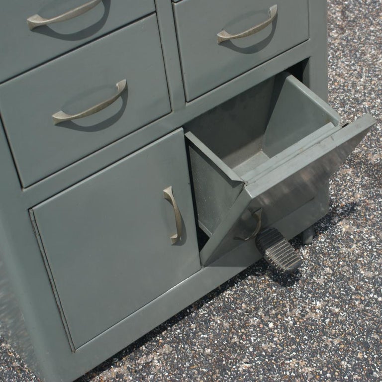Vintage Industrial Metal Marble Cabinet For Sale at 1stdibs