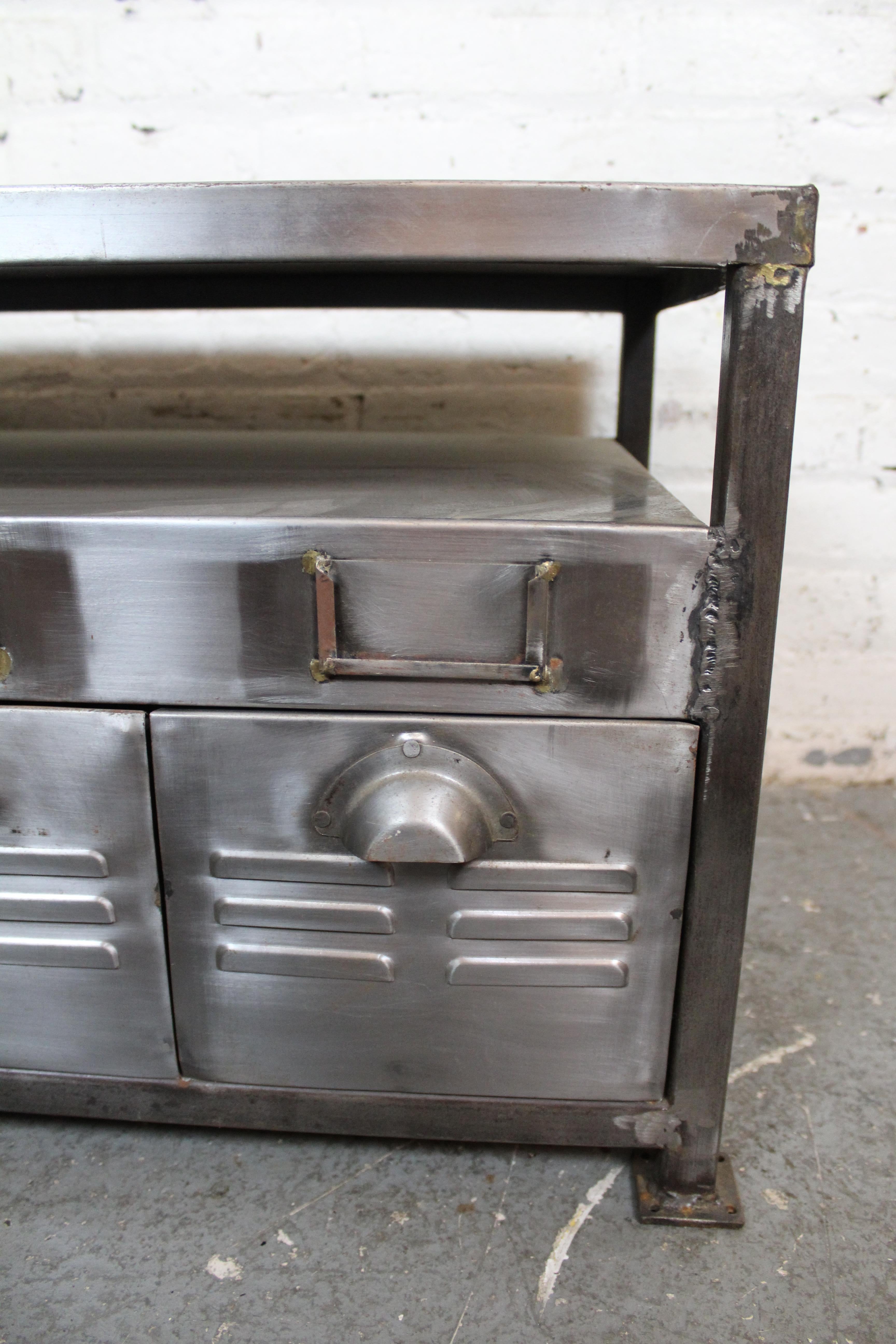 Vintage Industrial Metal Media Stand For Sale 5