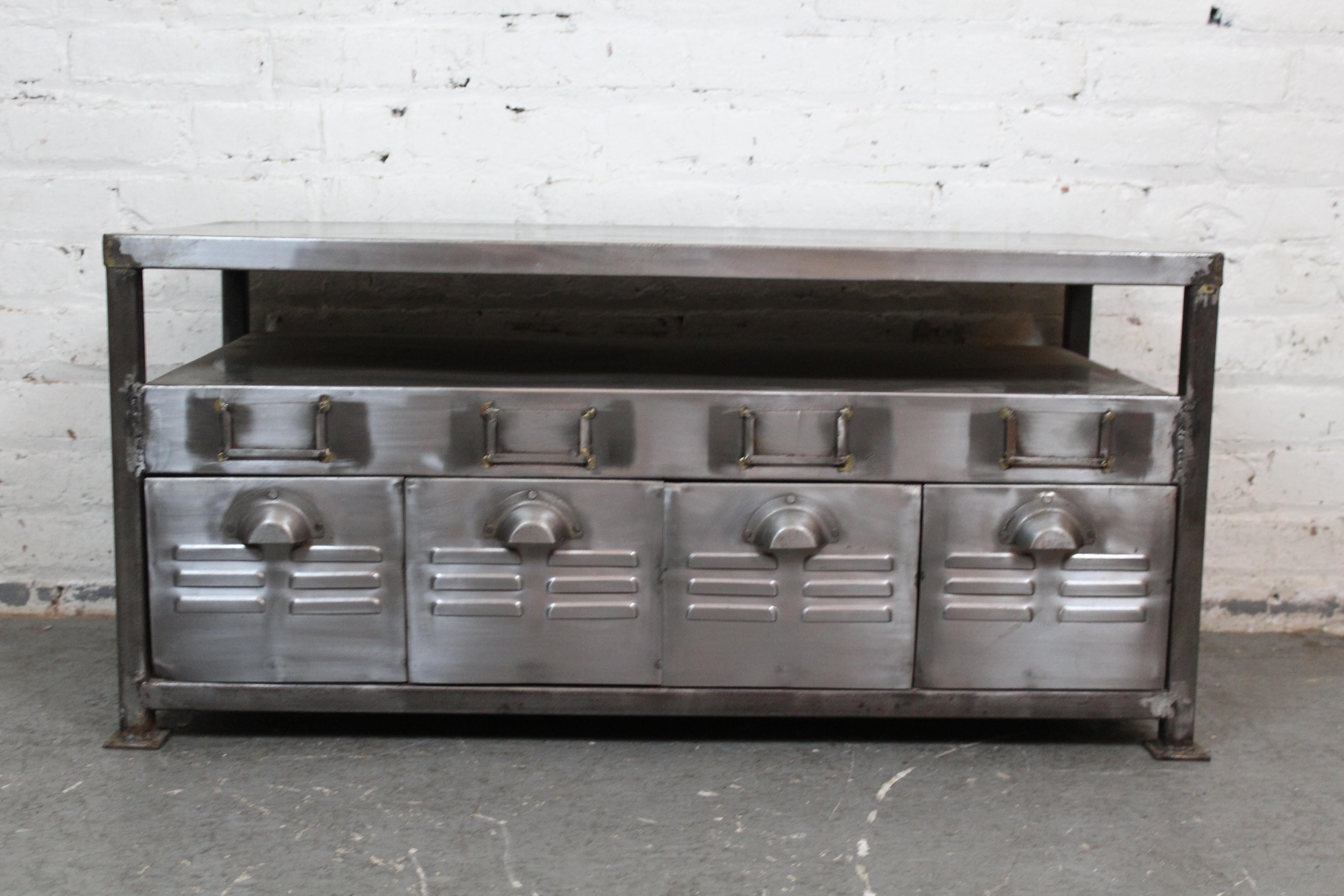 Vintage Industrial Metal Media Stand For Sale 7