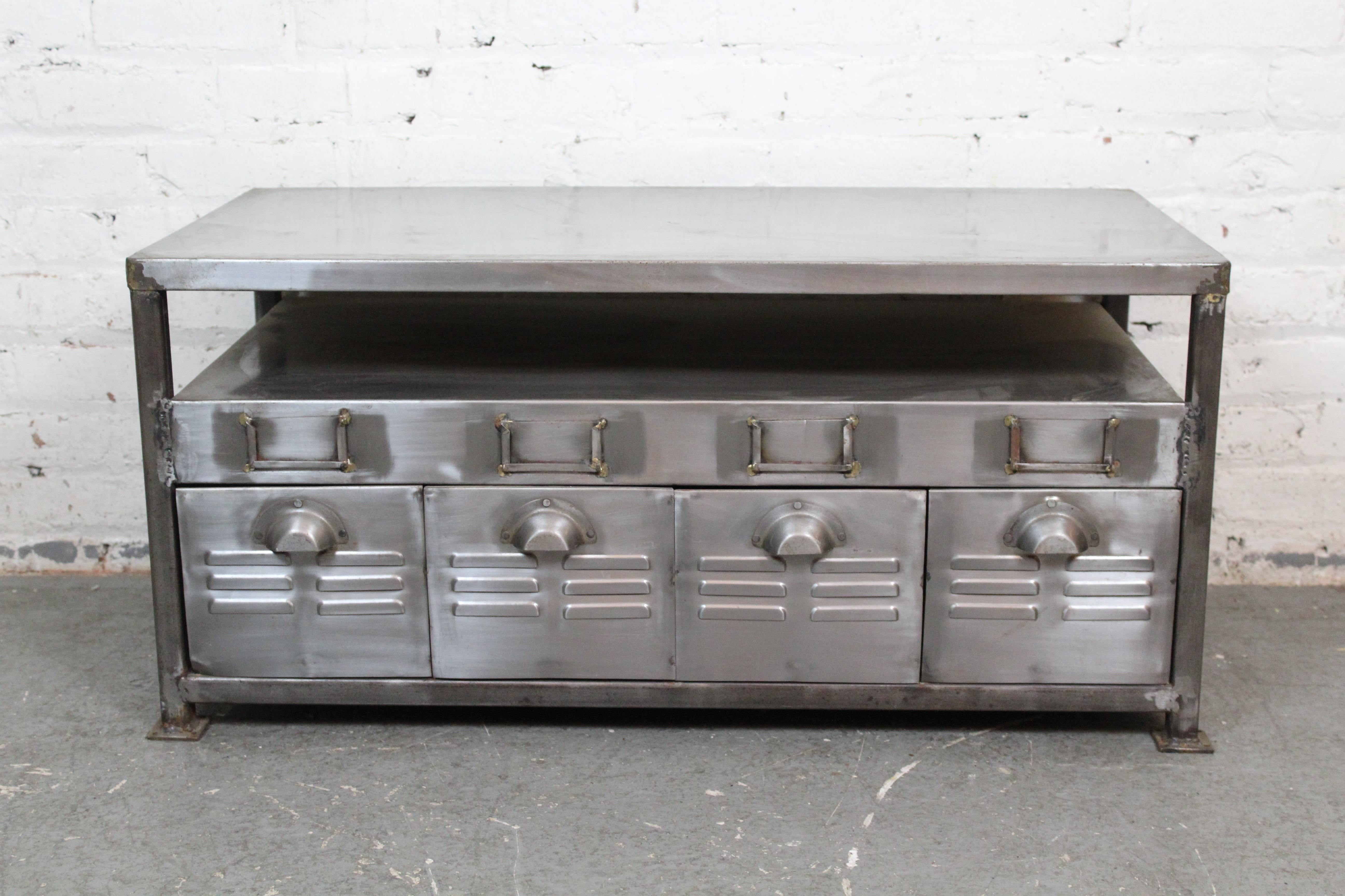 Indian Vintage Industrial Metal Media Stand For Sale