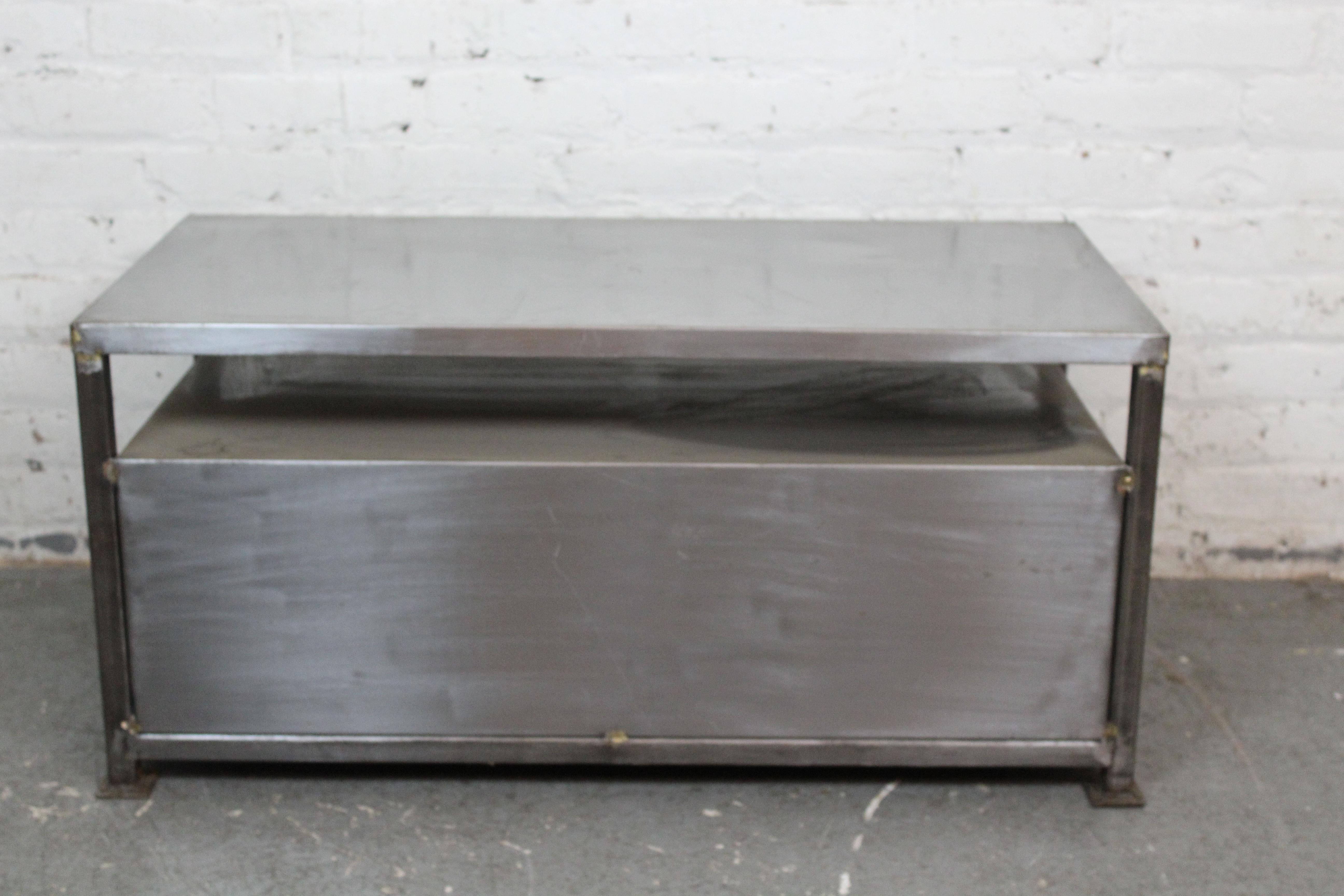 20th Century Vintage Industrial Metal Media Stand For Sale