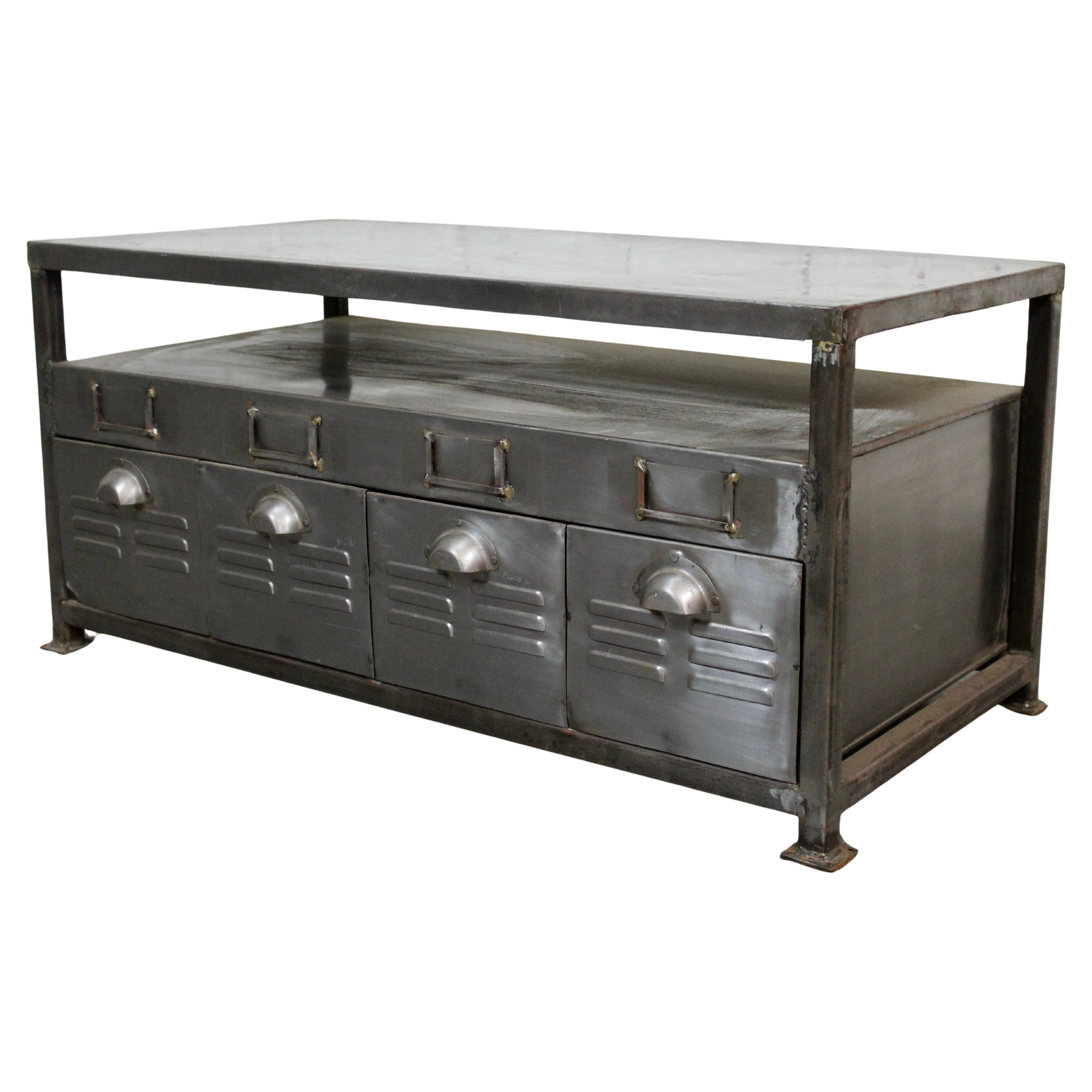 Vintage Industrial Metal Media Stand For Sale
