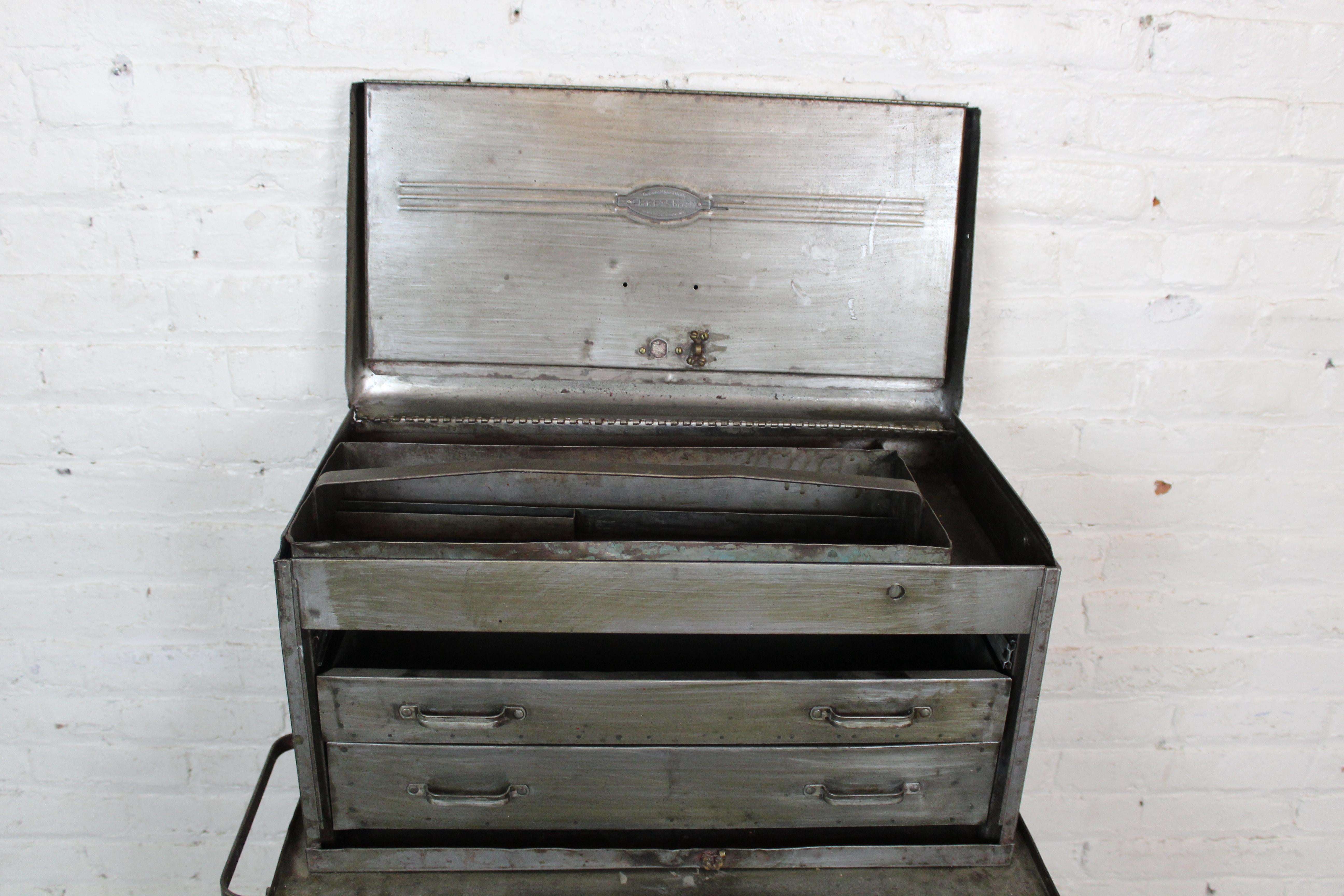 Vintage Industrial Metal Rolling Tool Chest by Craftsman for Sears Roebuck 5