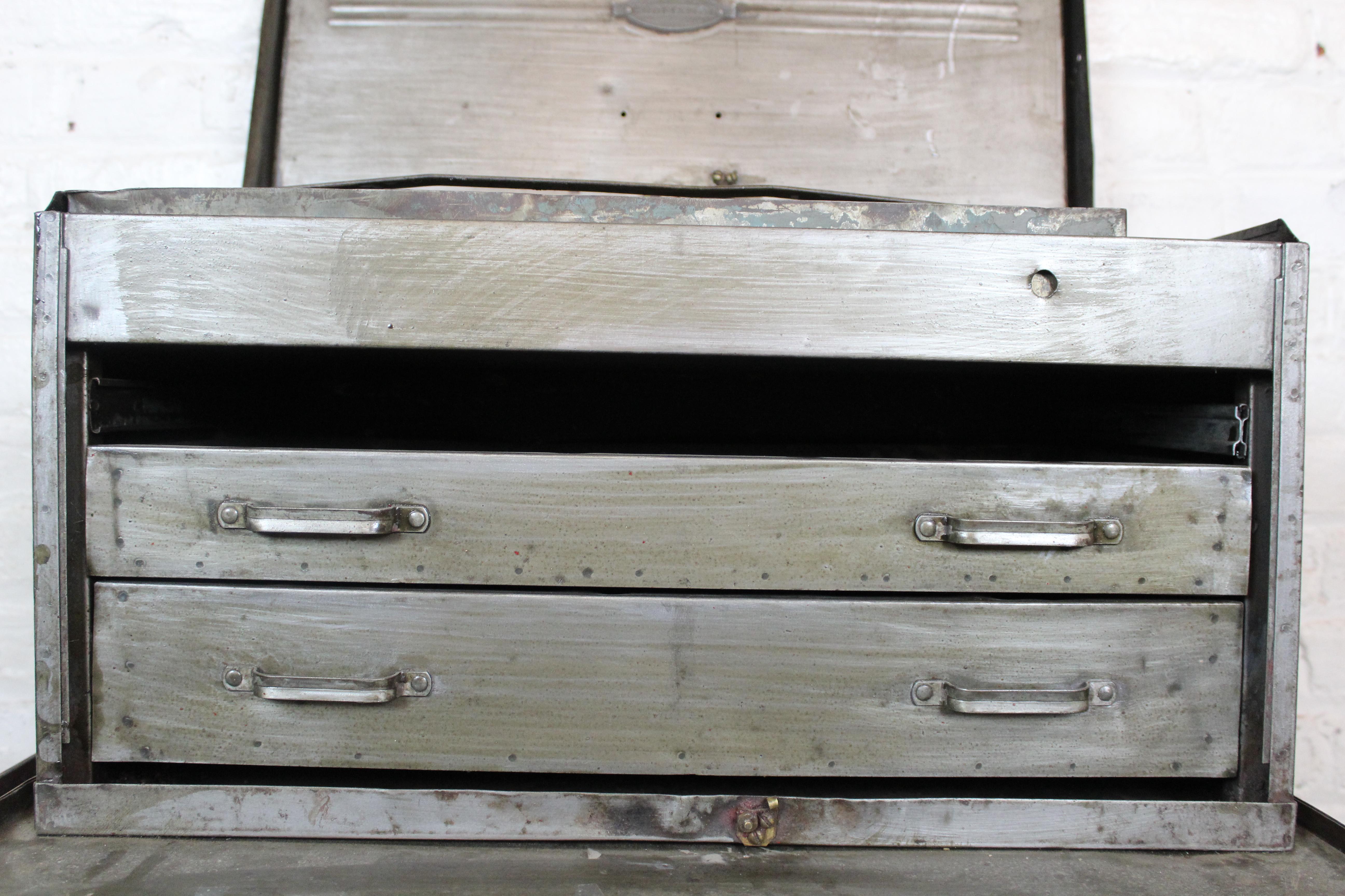 Vintage Industrial Metal Rolling Tool Chest by Craftsman for Sears Roebuck 6