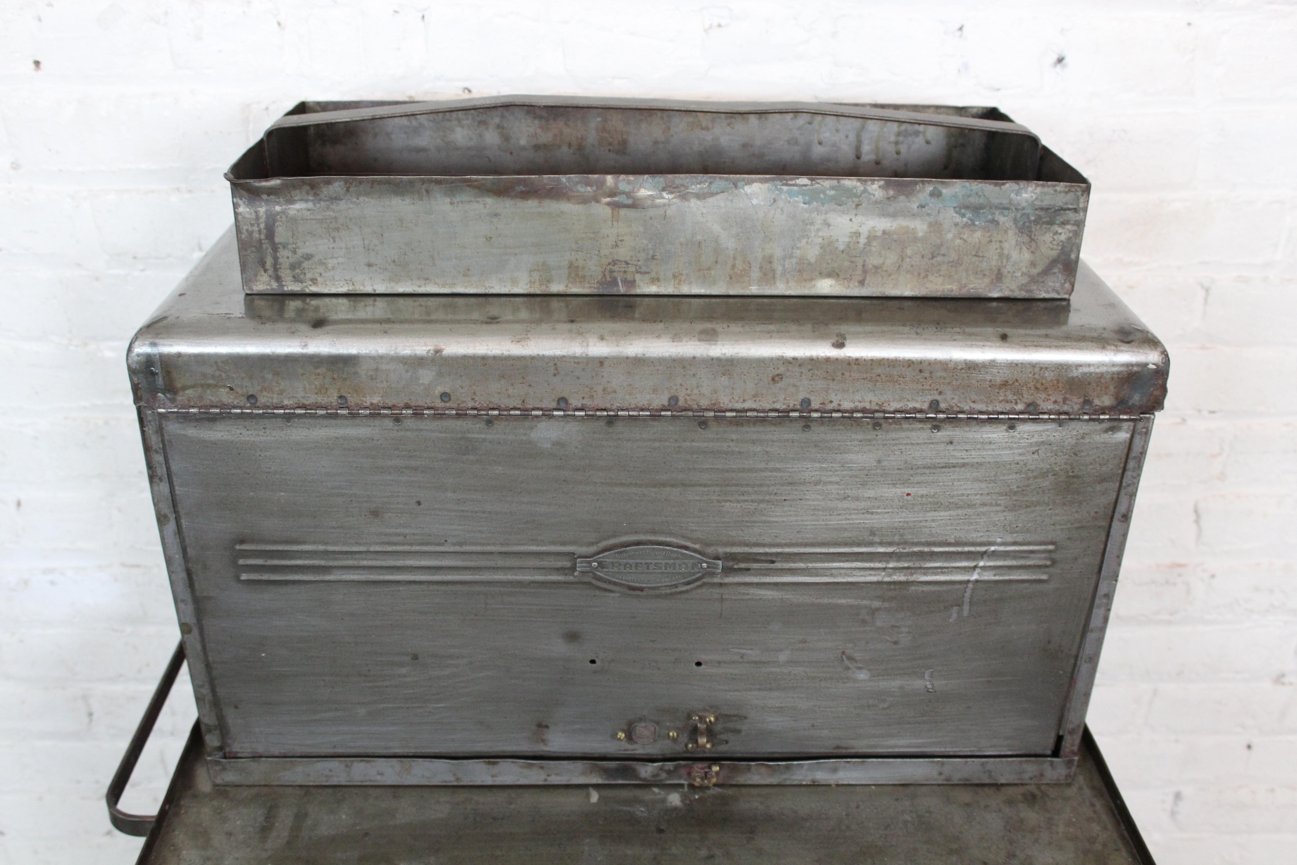 Vintage Industrial Metal Rolling Tool Chest by Craftsman for Sears Roebuck 7