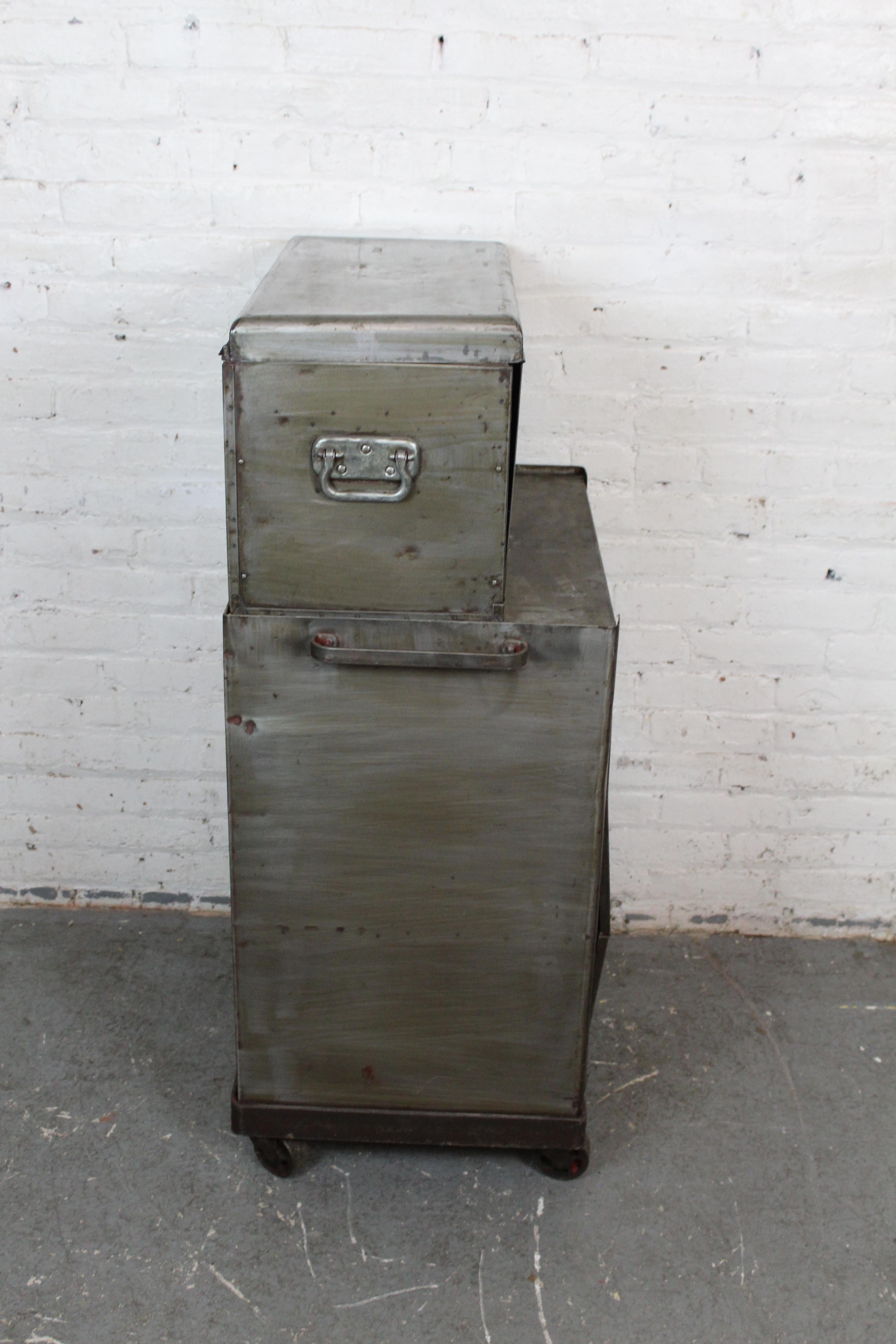 Welded Vintage Industrial Metal Rolling Tool Chest by Craftsman for Sears Roebuck