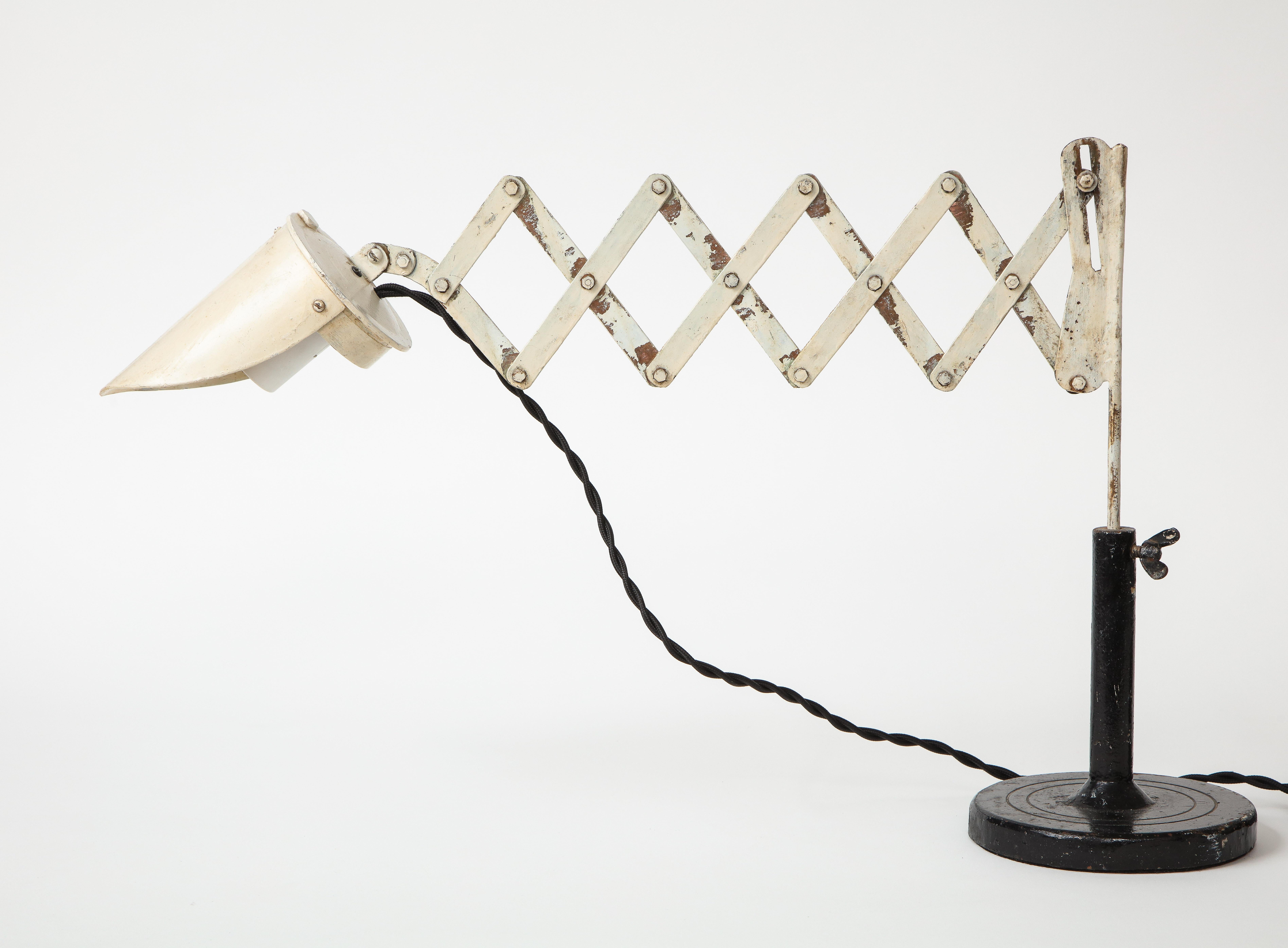 German Vintage Industrial Metal Scissor Lamp, circa 20th Century